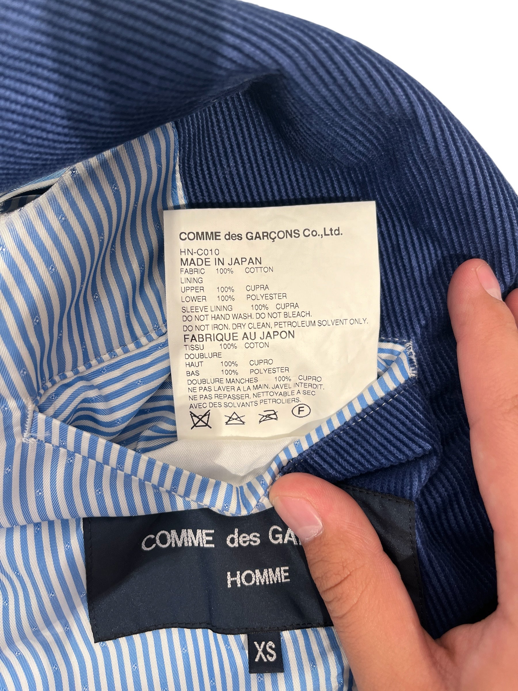 COMME des GARCONS HOMME/Jacket/2/Cotton/NVY/Courd/Stripe/Camo Lining view 6