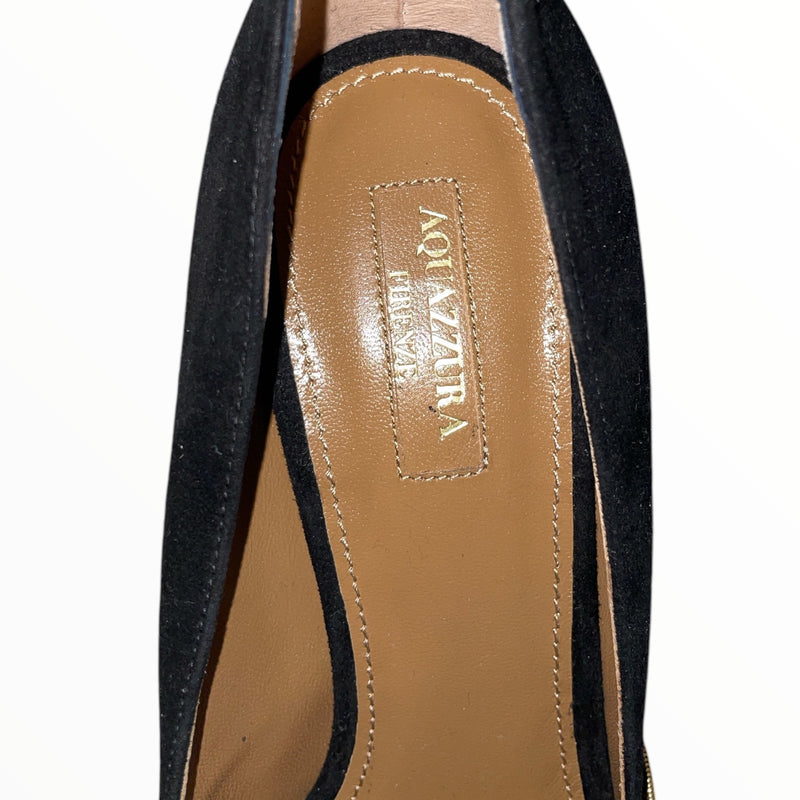 AQUAZZURA/Heels/EU 39.5/Suede/BLK/