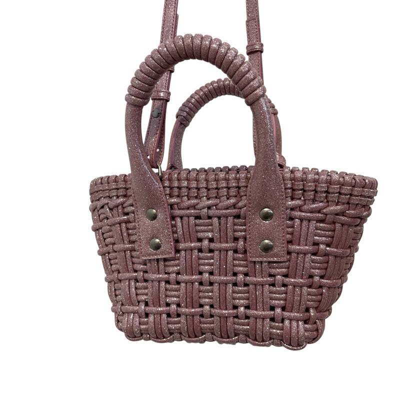 BALENCIAGA/Cross Body Bag/Glitter/PNK/XXS BISTRO BASKET
