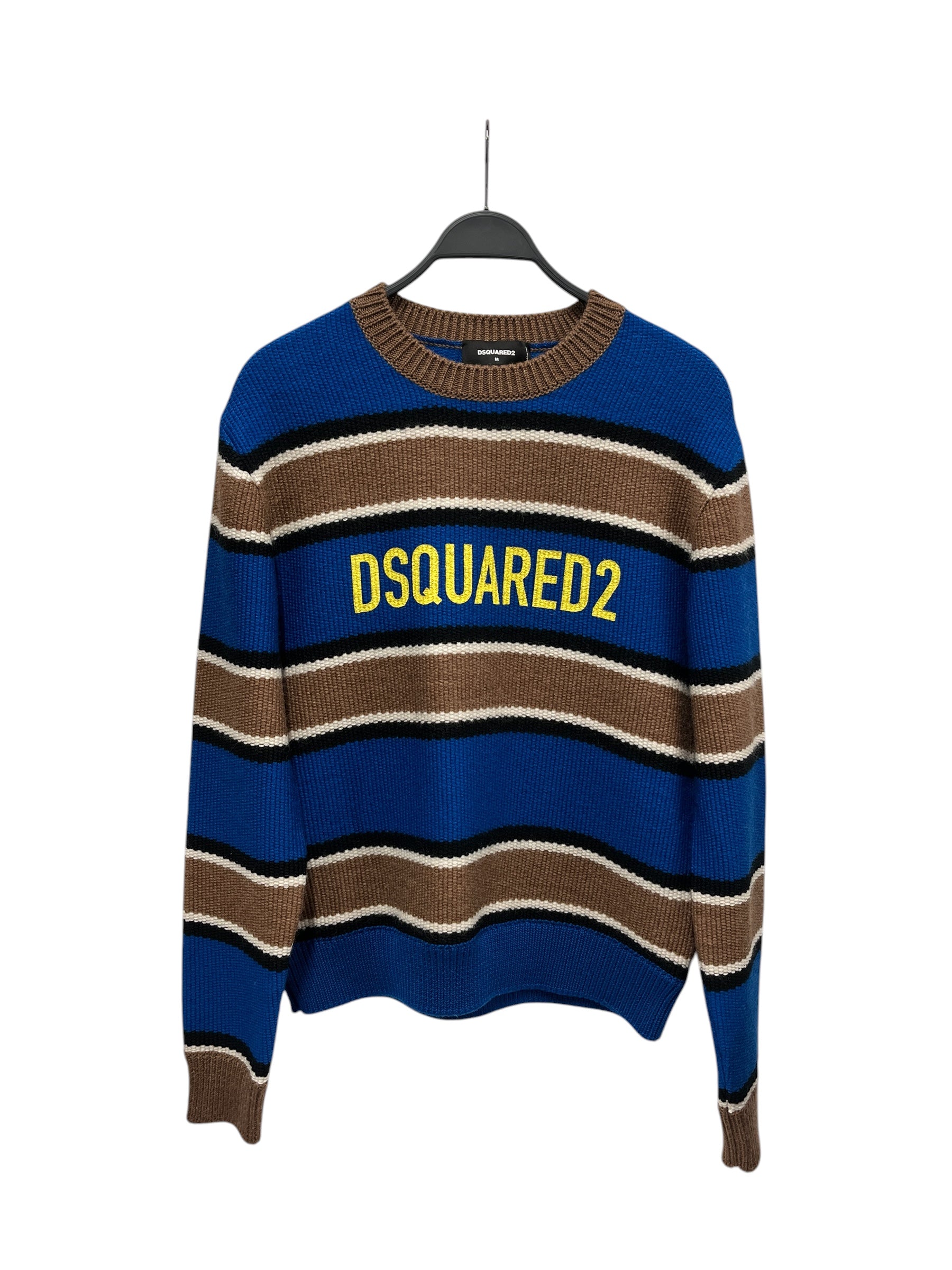 DSQUARED2/Heavy Sweater/M/Stripe/Wool/MLT/Yellow Logo Blu/Brwn Stripes view 1