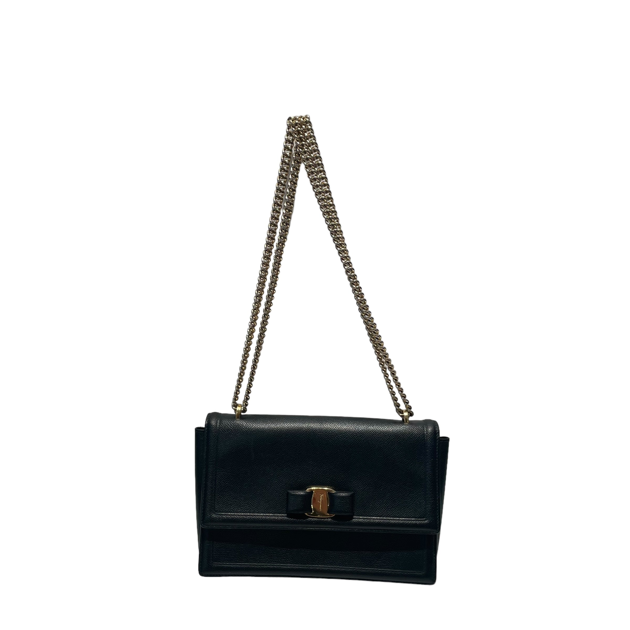 Salvatore Ferragamo/Hand Bag/Leather/BLK/vara bow view 1