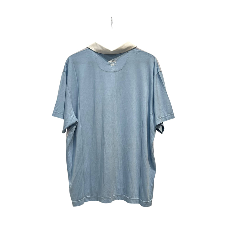 STUSSY/WALES BONNER/Polo Shirt/XL/Silk/BLU/HORSE RIDER SILK POLO