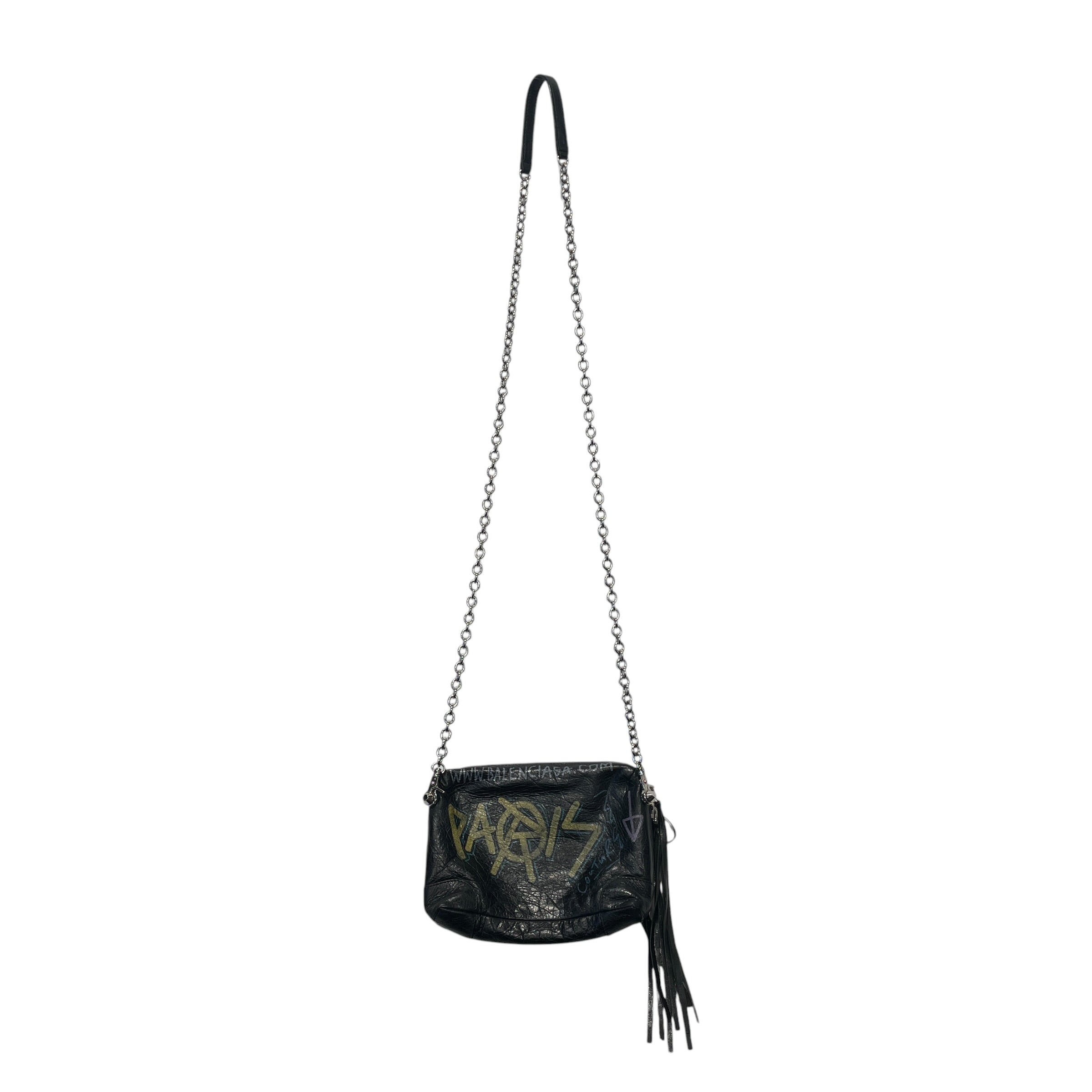 BALENCIAGA/Cross Body Bag/Graphic/Leather/BLK/CLASSIC REPORTER/GRAFFITI view 5