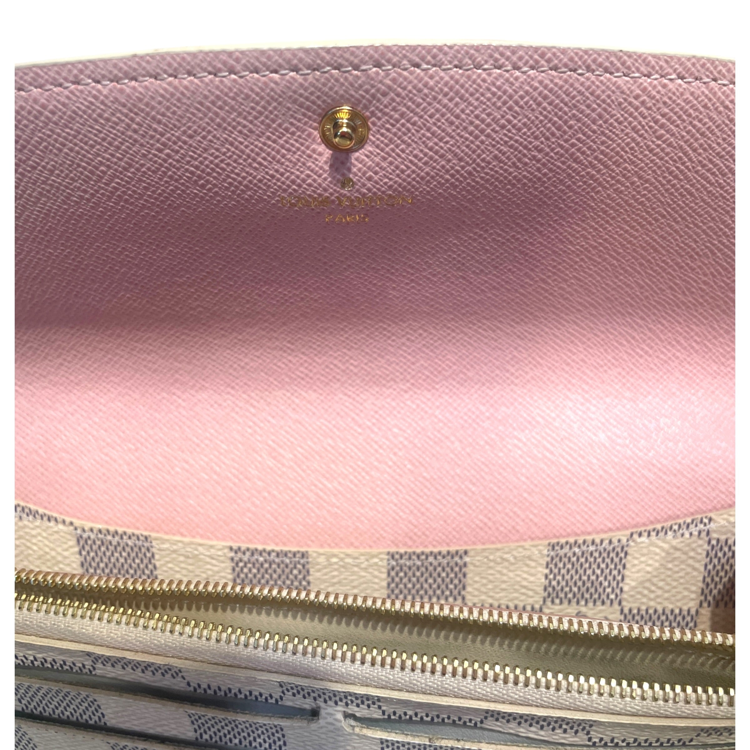LOUIS VUITTON/Long Wallet/Monogram/Leather/WHT/L's/Damier Azur Emilie Pink Wallet view 4