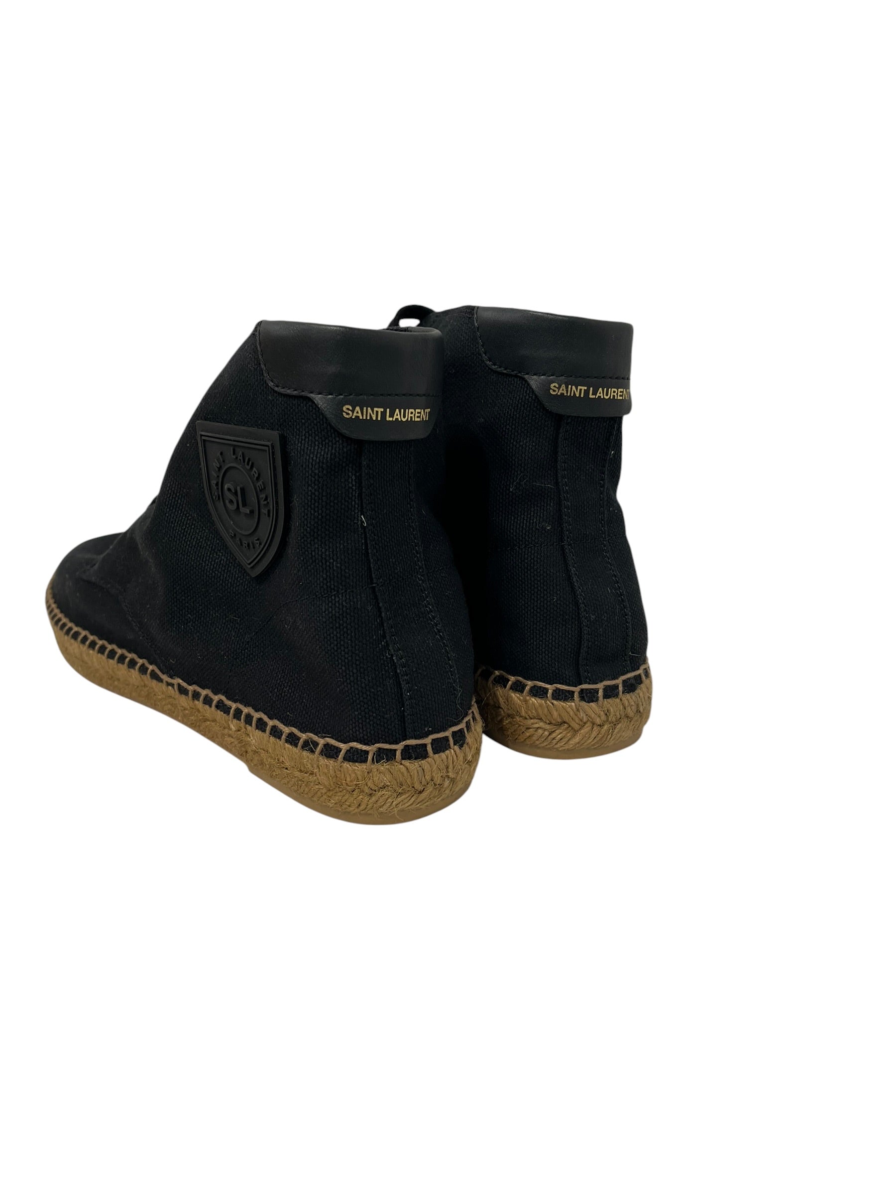 SAINT LAURENT/Hi-Sneakers/EU 44.5/Cotton/BLK/espadrill side crest logo view 2
