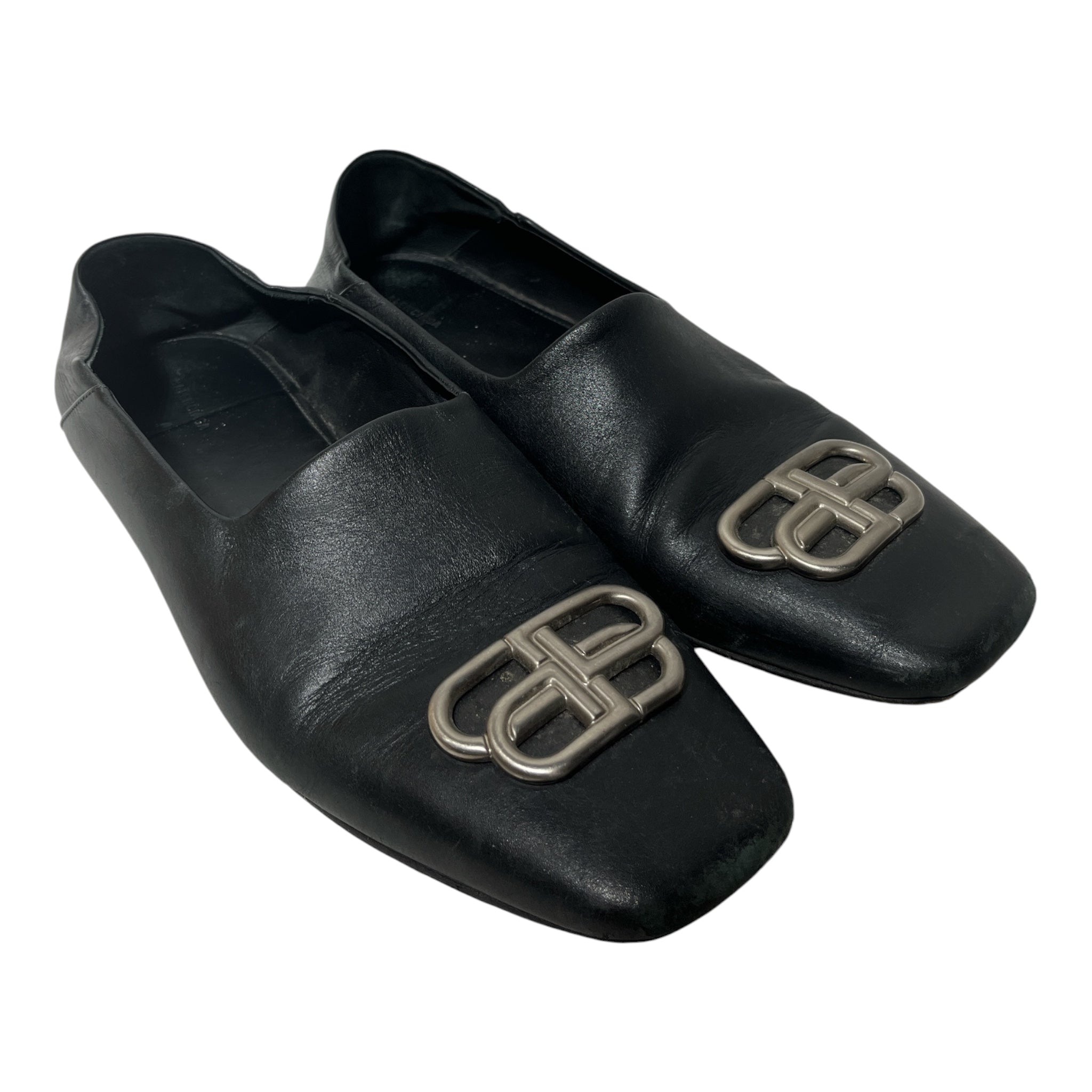 BALENCIAGA/Sandals/US 8/Leather/BLK/Square Toe BB Mules view 1