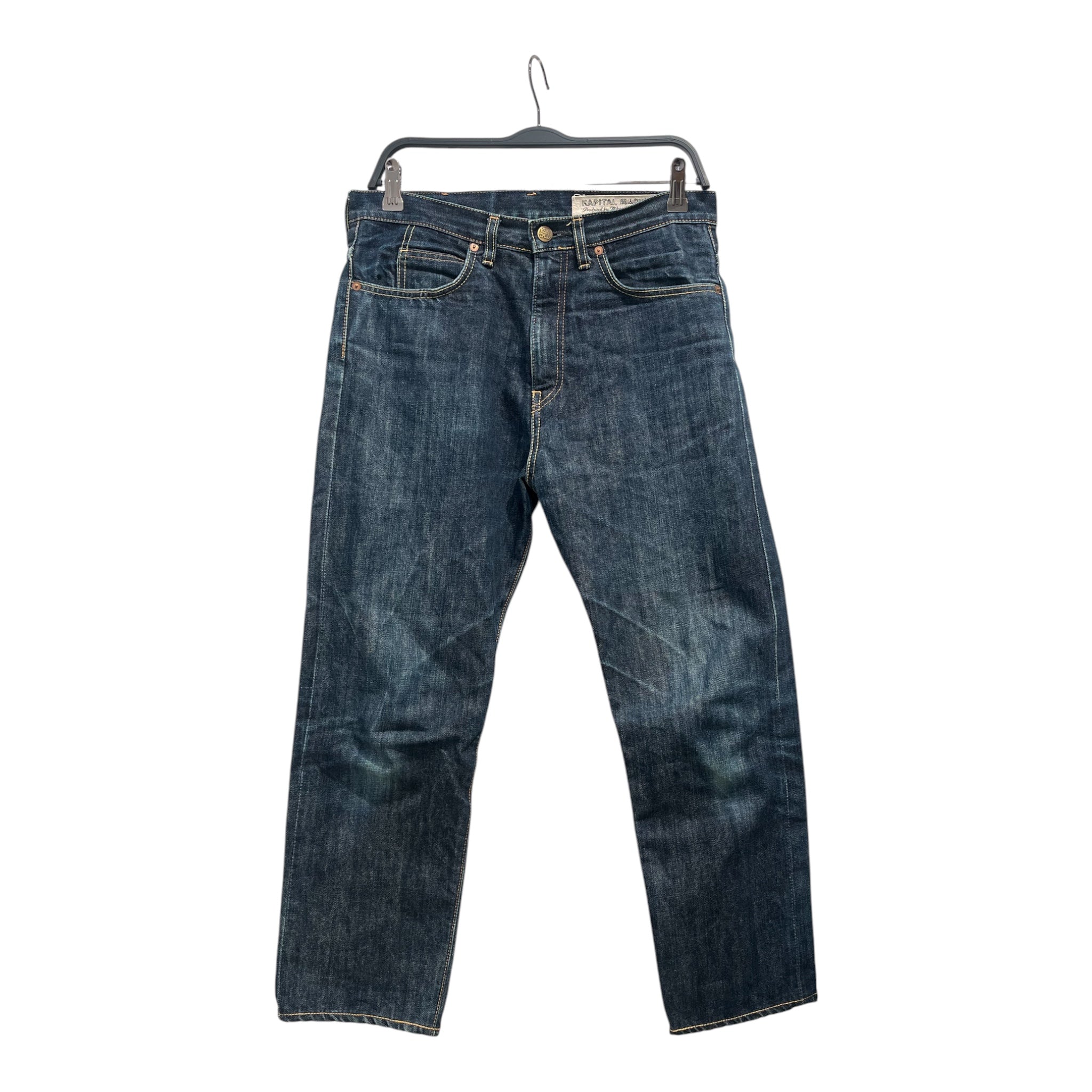 KAPITAL/Pants/32/Cotton/BLU/selvedge view 1