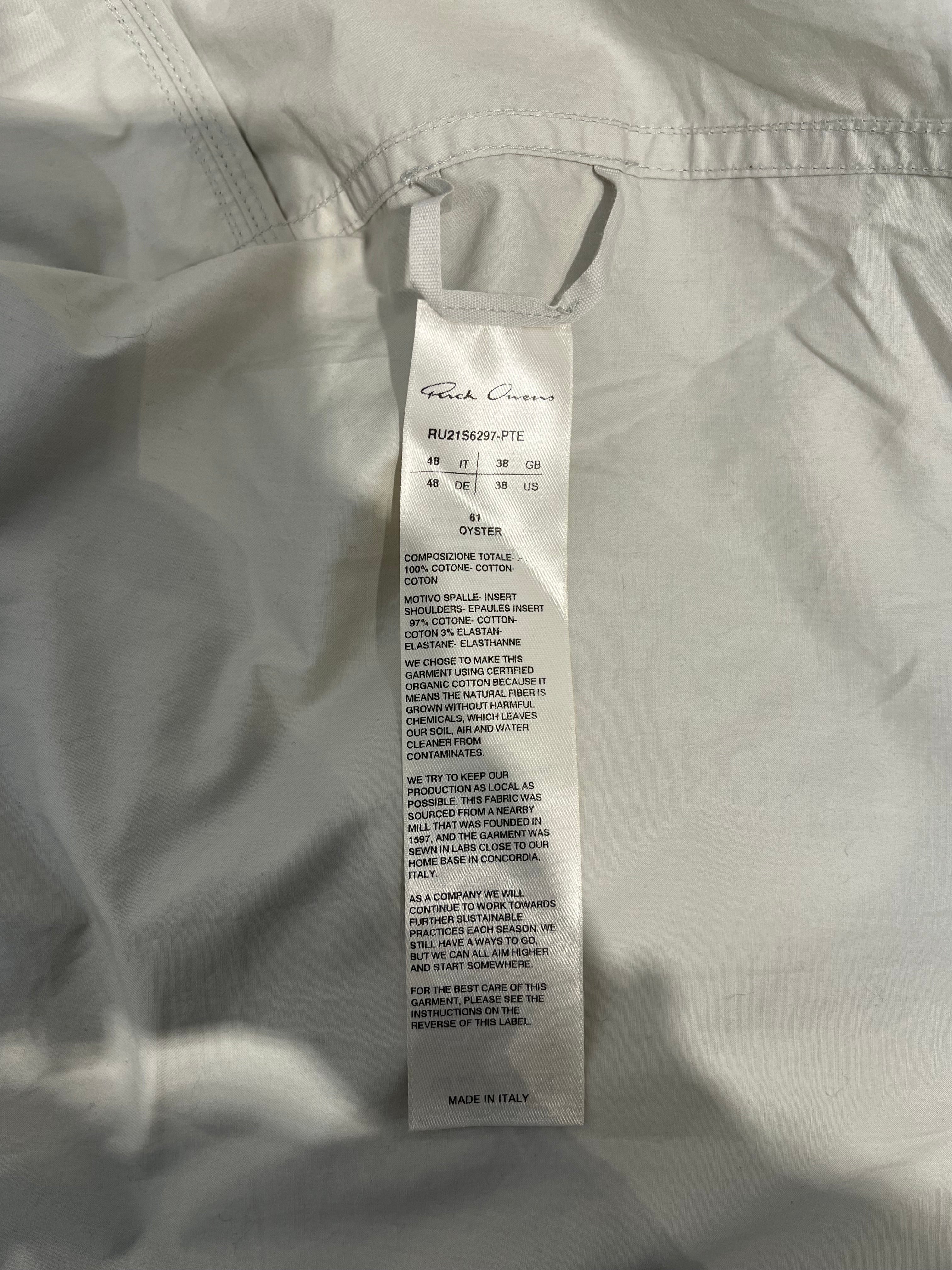 Rick Owens/LS Shirt/38/Cotton/WHT/SS21 BUTTON UP SHIRT view 5