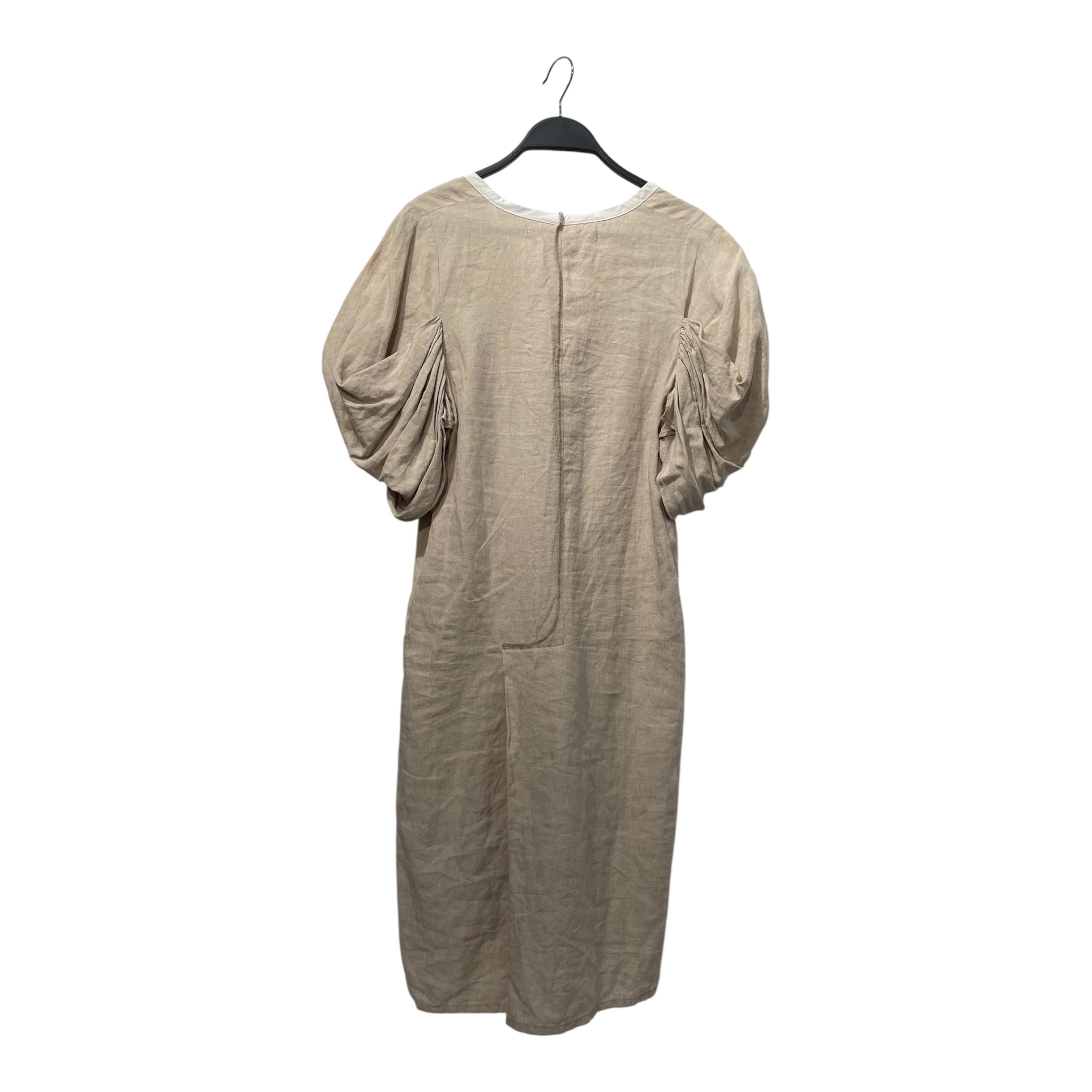 JUNYA WATANABE COMME des GARCONS/Dress/XS/Linen/BEG/Midi Length/Ruched Sleeved Dress view 2