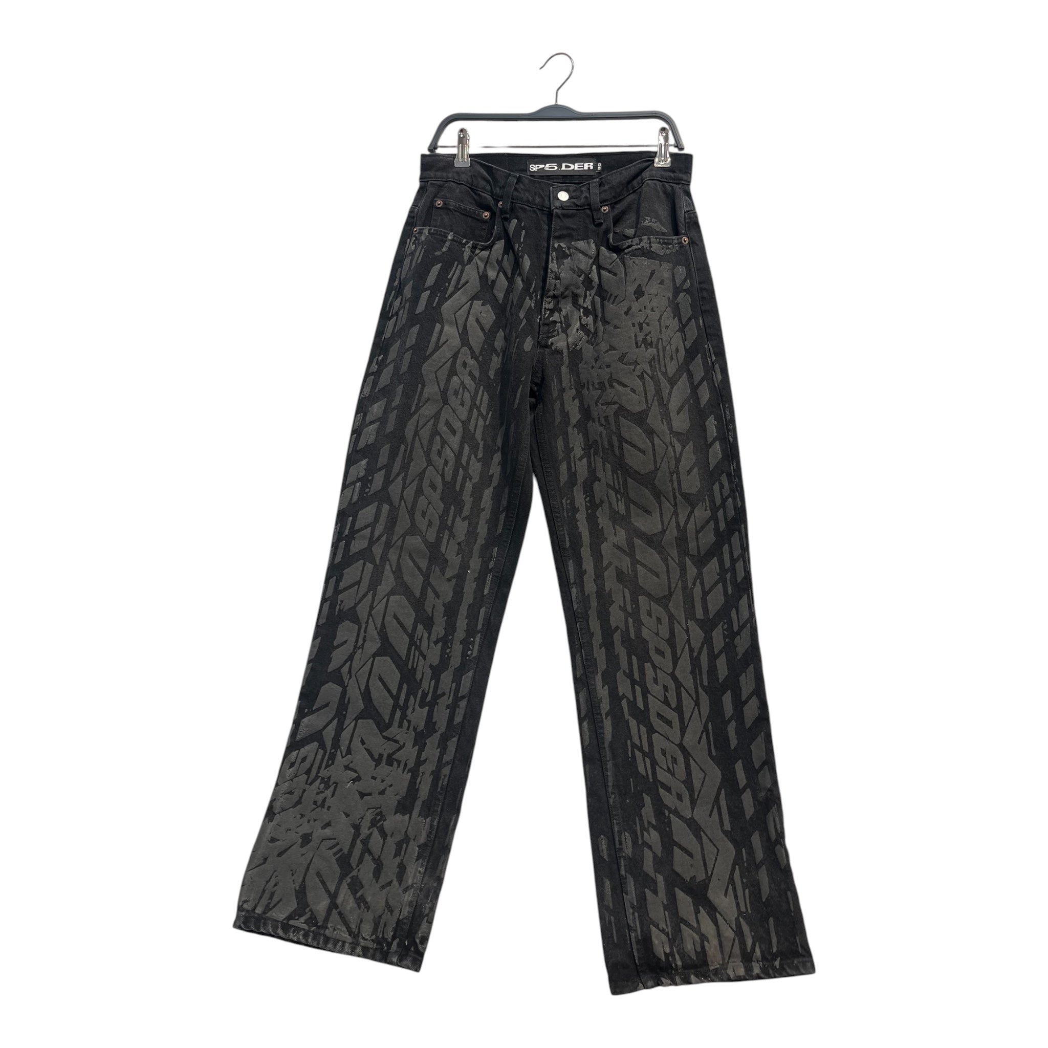 Sp5der/Straight Pants/30/Denim/BLK/Graphic/BURNOUT TIRE PRINT view 1