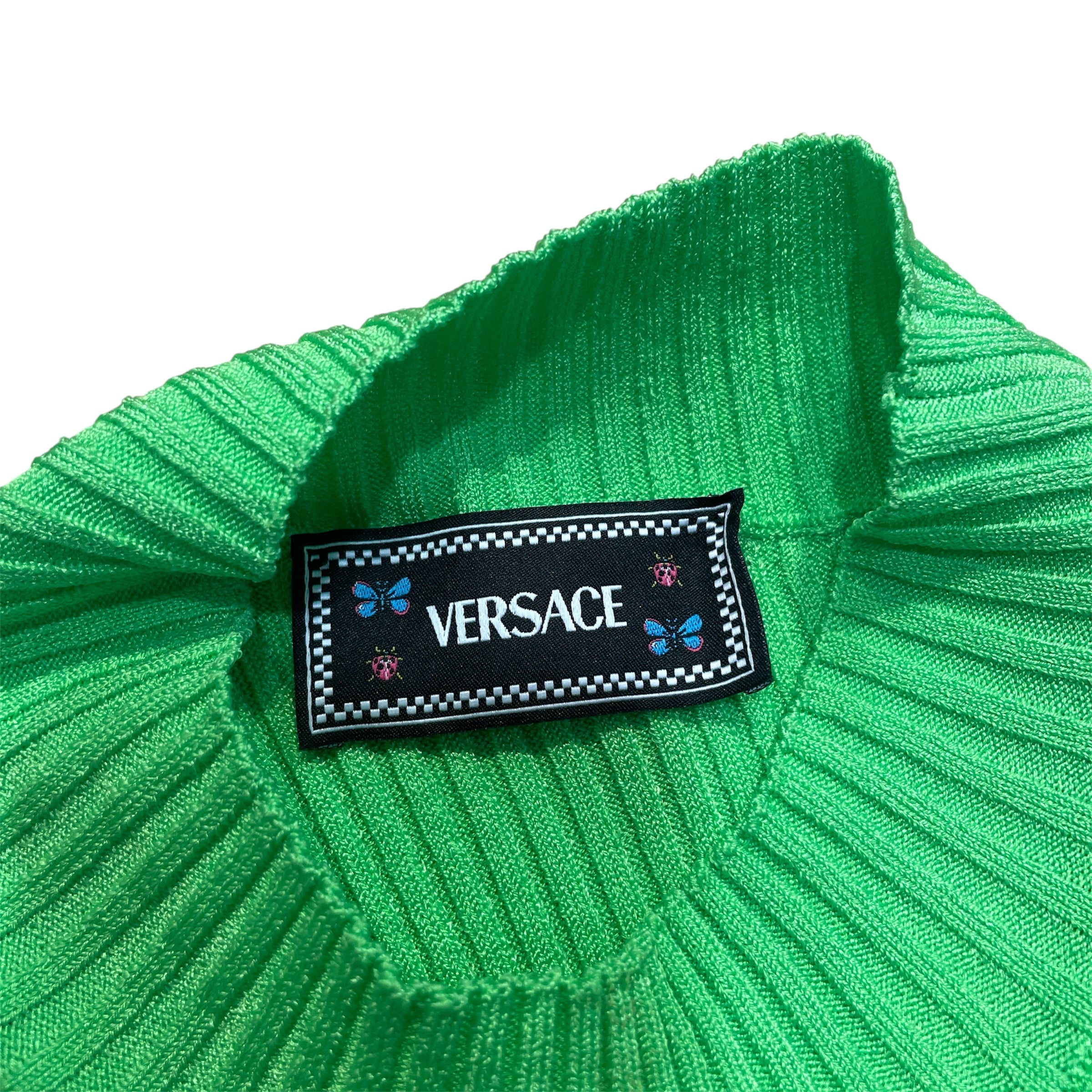 VERSACE/SL Cut & Sew/44/Cotton/GRN/Turtle Neck/Asymmetric Cutout Knit Tank view 3