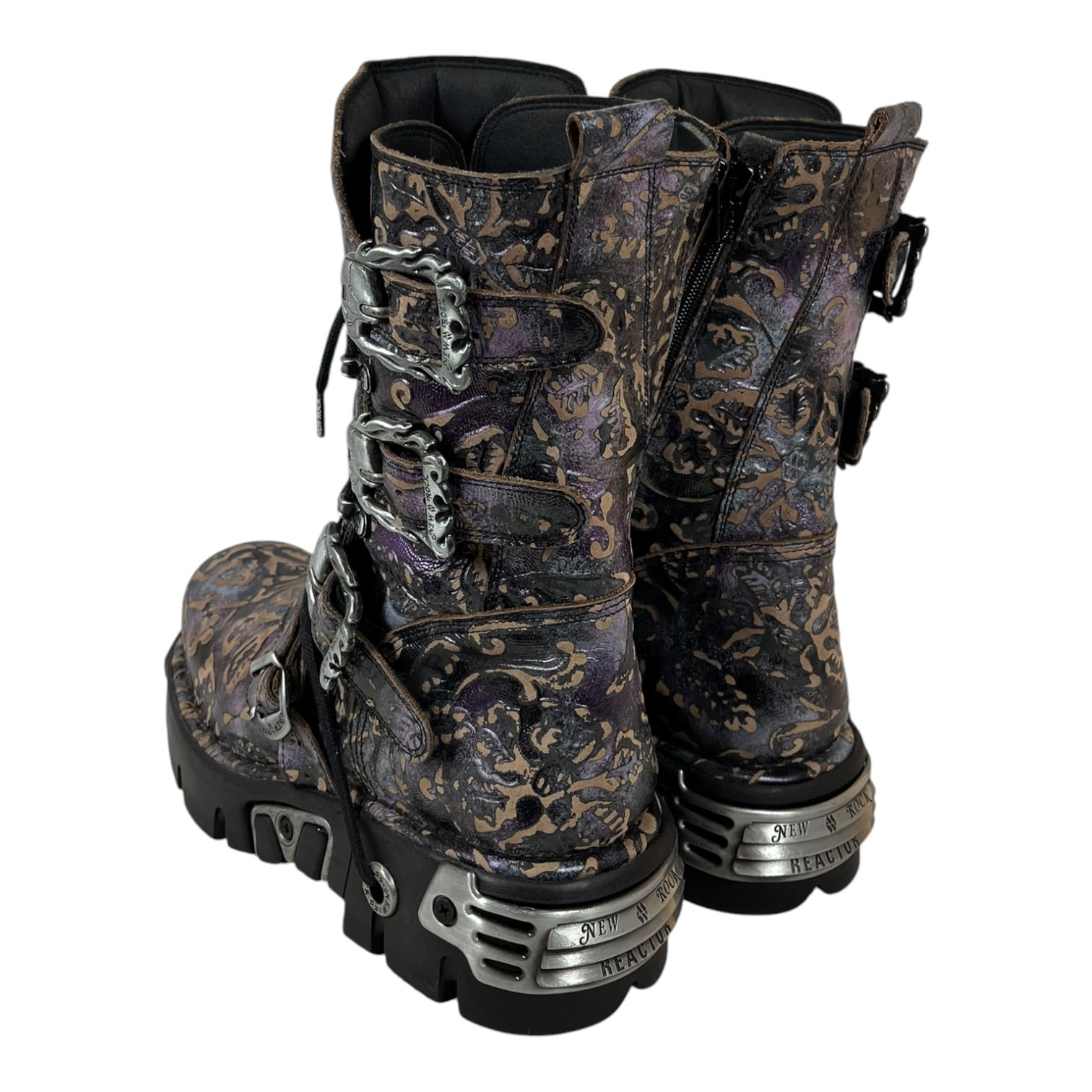 NEW ROCK/Boots/EU 44/Floral Pattern/Leather/PPL/VINTAGE FLOWER LILA REACTOR view 2