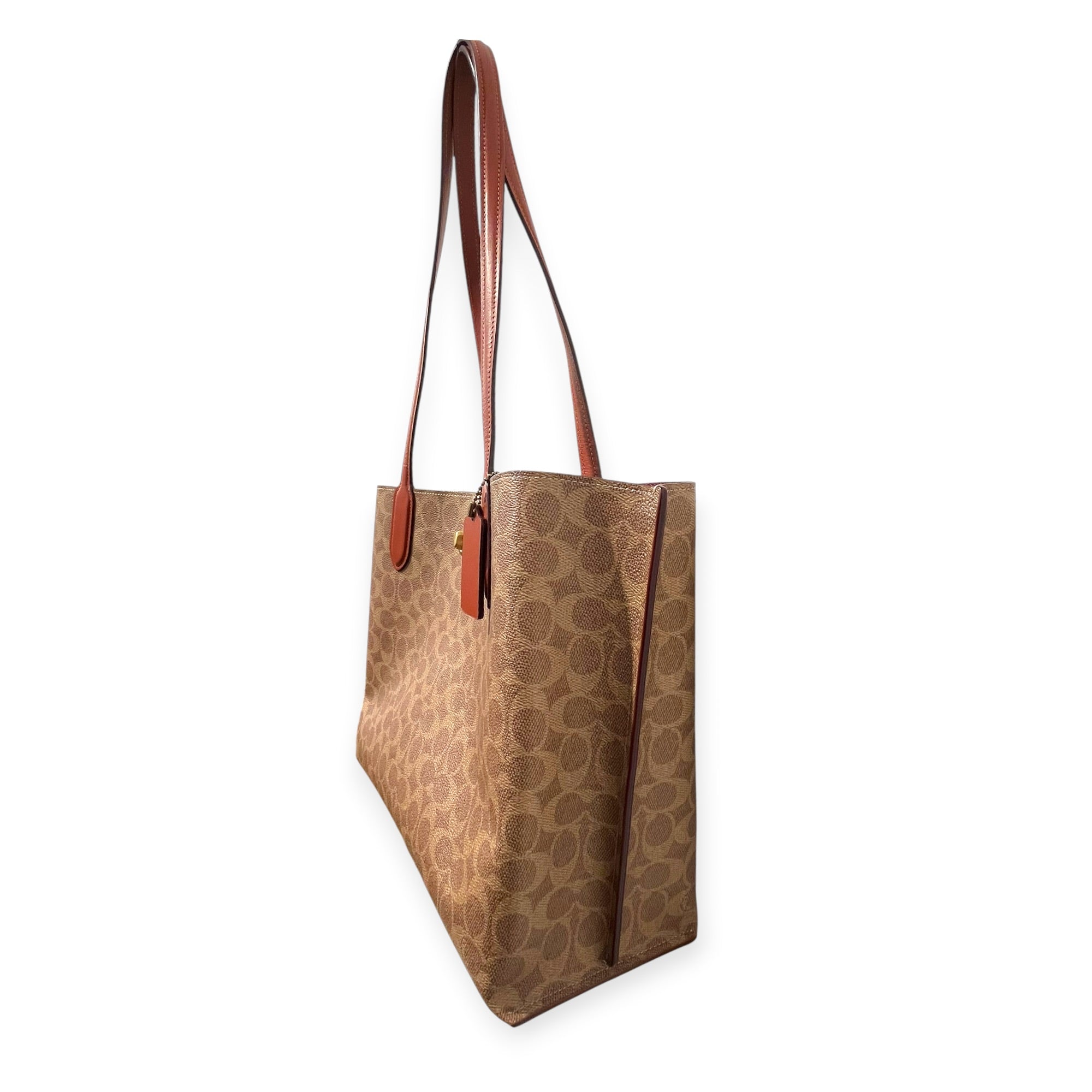 COACH/Bag/Monogram/Leather/BRW/red interior twist closure view 3