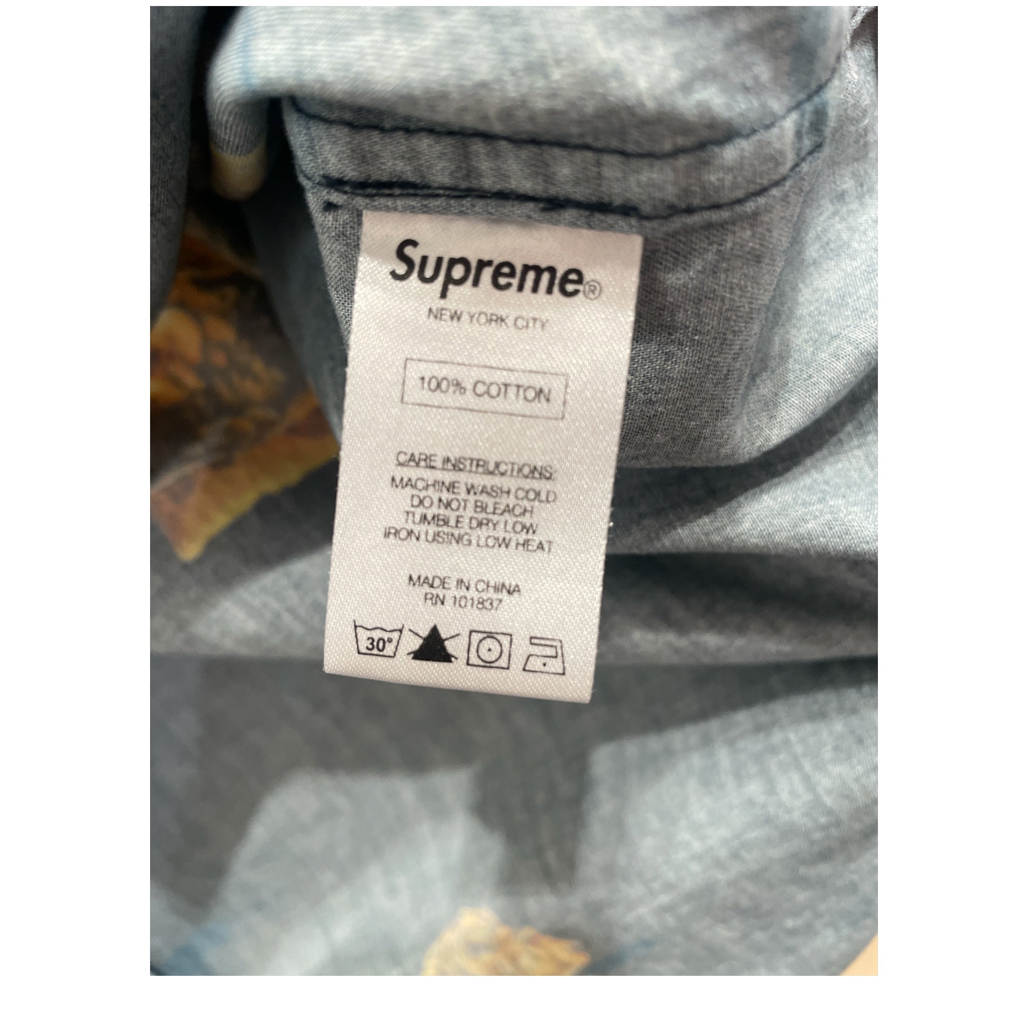 Supreme/LS Shirt/S/Cotton/NVY/All Over Print/Gold Lions view 4