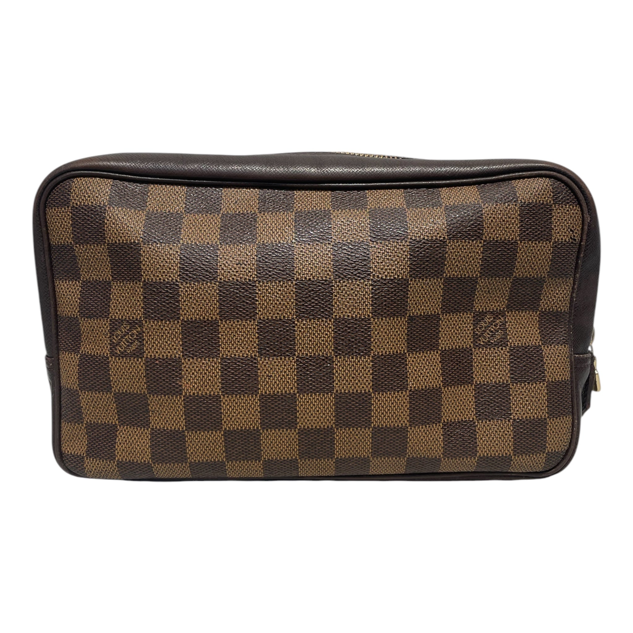 LOUIS VUITTON/Pouch/Monogram/Leather/BRW/Damier ebene makeup bag view 1