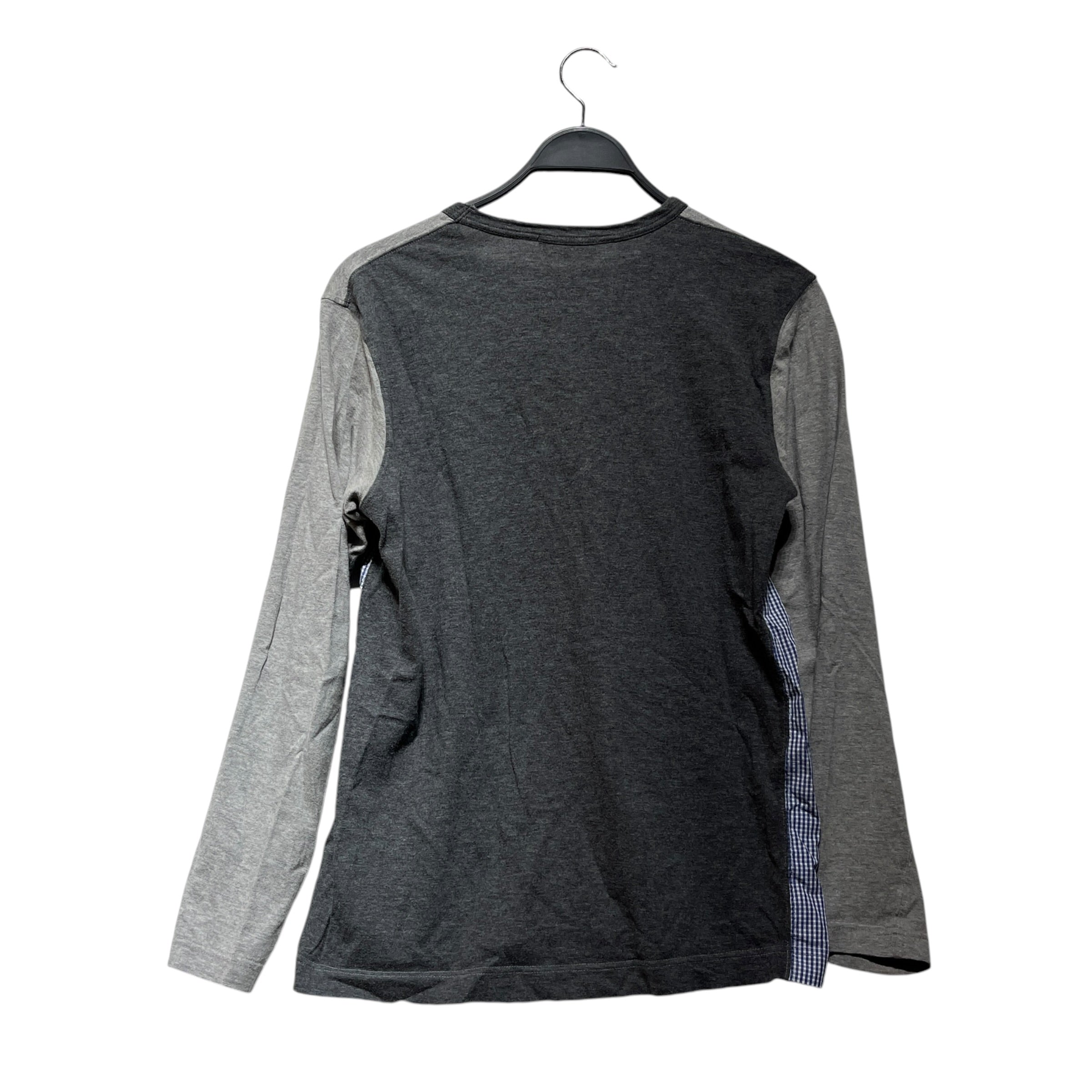 COMME des GARCONS HOMME/LS T-Shirt/S/Cotton/GRY/Plaid/GINGAM PANELED SLEEVE / NECK view 2