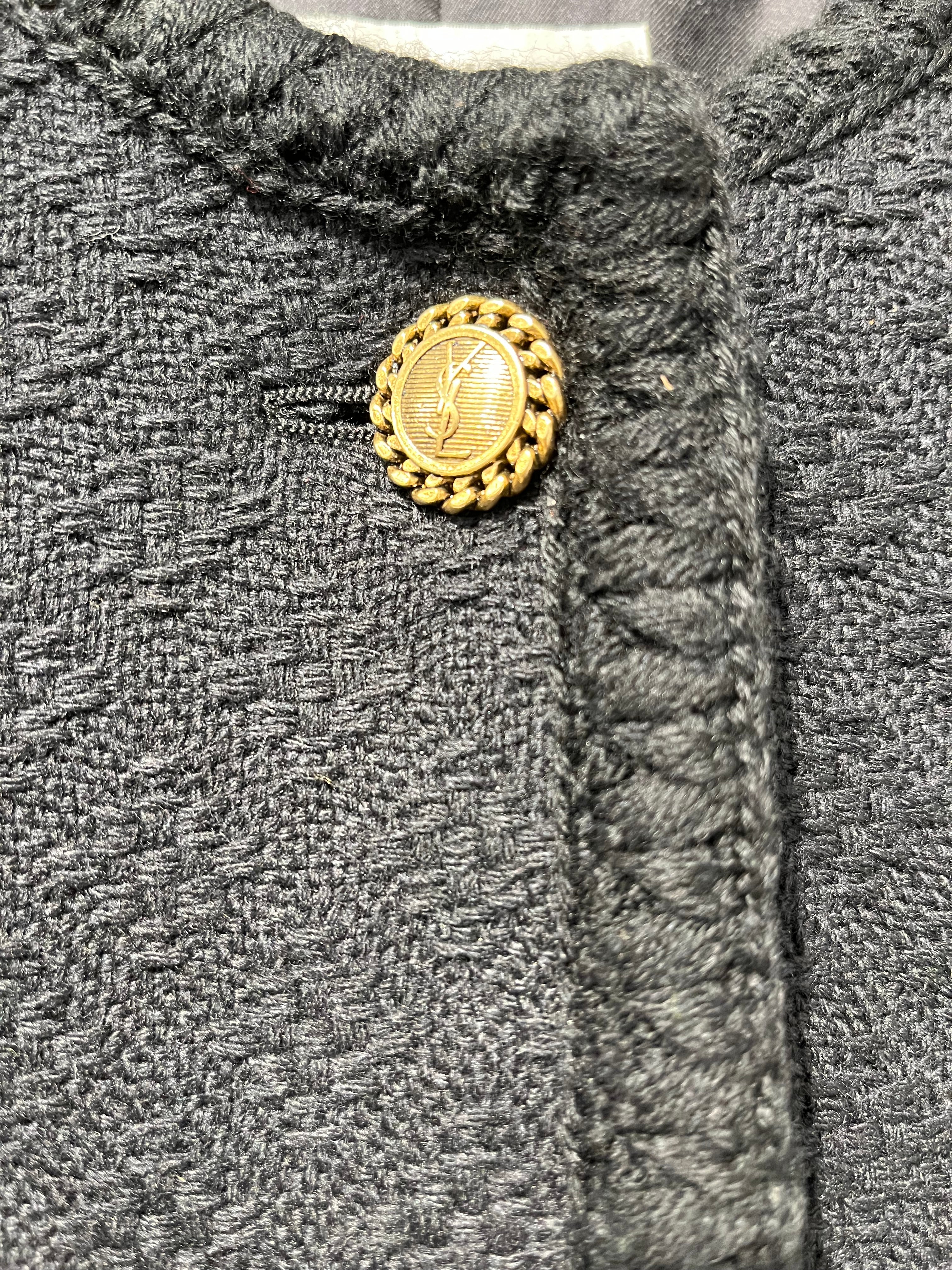 YVES SAINT LAURENT/Blouson/36/Wool/BLK/SHORT TWEED DIAMNT JCKT view 4