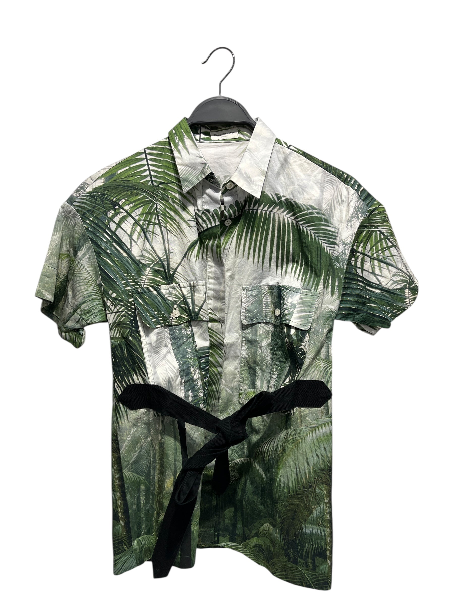 DRIES VAN NOTEN/SS Shirt/36/Cotton/WHT/Floral Pattern/FOREST TREES WAIST STRINGS view 1