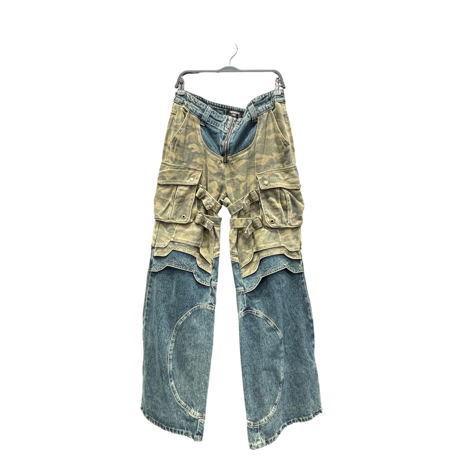 PERSONSOUL/Cargo Pants/XL/Cotton/MLT/Camo Splicing Denim Jeans view 1