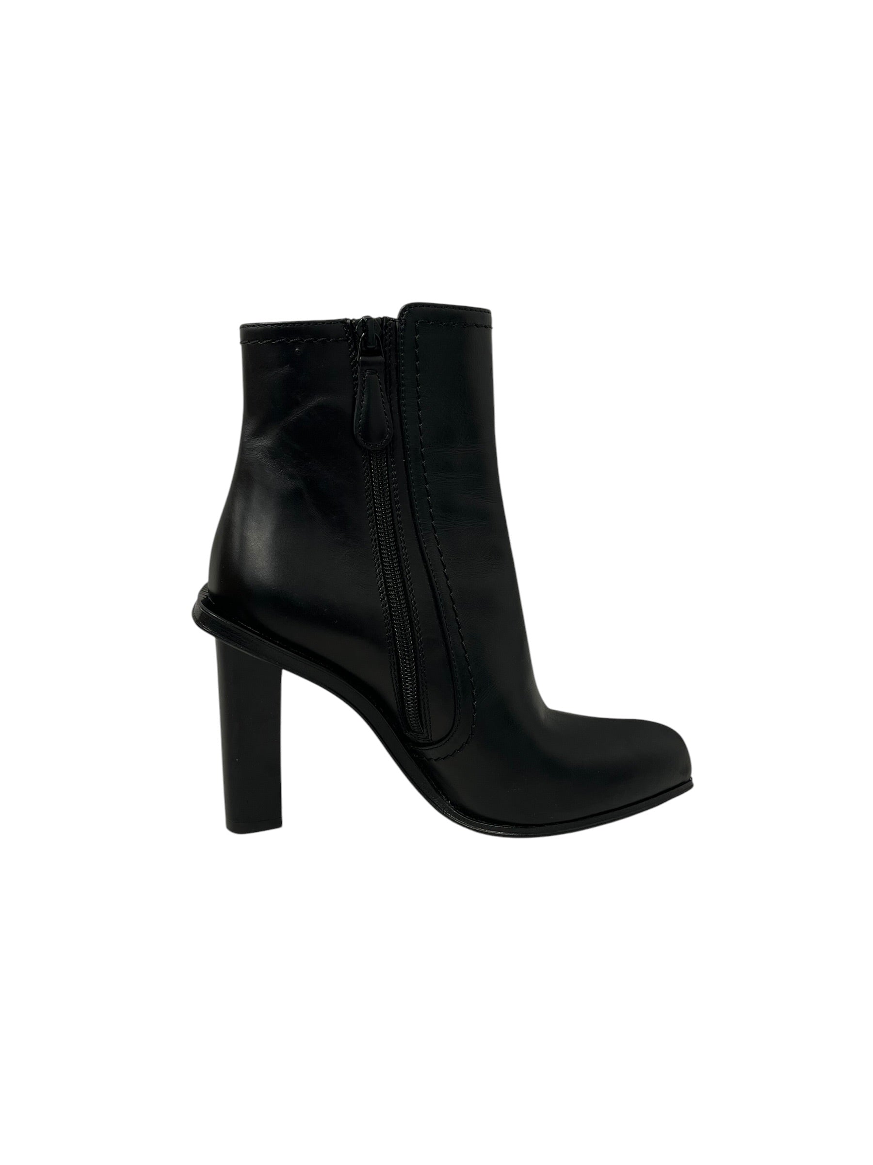Alexander McQueen/Heels/EU 36/Leather/BLK/m shaped heel side zip view 4