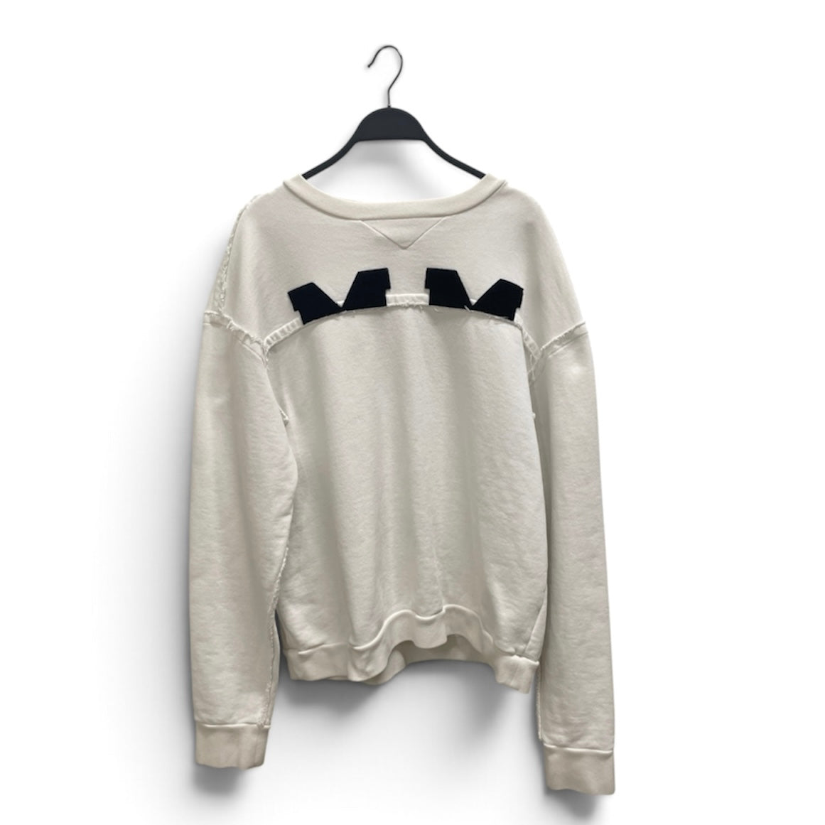 Martin Margiela/Sweatshirt/44/Cotton/WHT/raw chest hems blk cut logo view 1