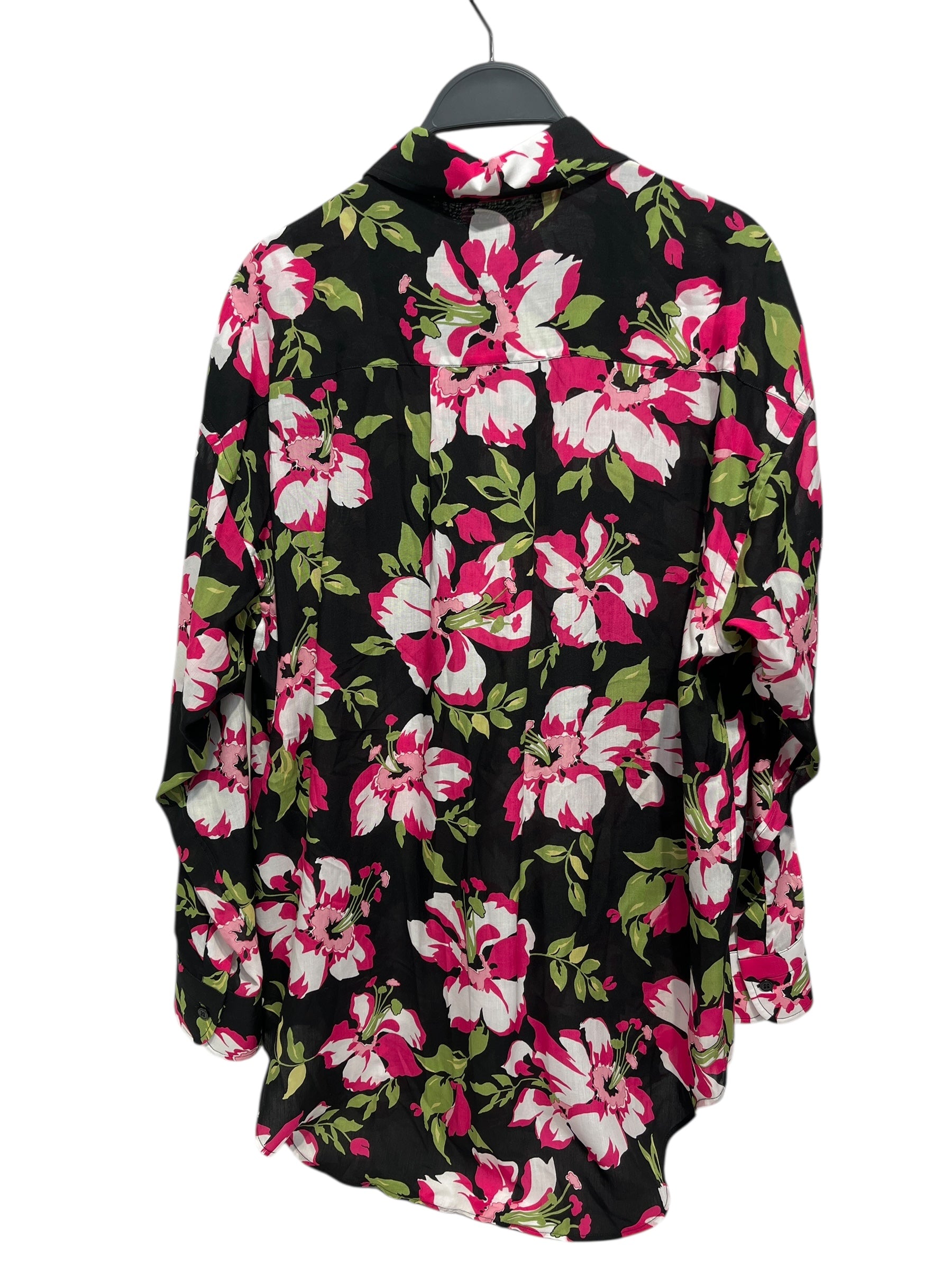 TOM FORD/Hawaiian Shirt/S/Silk/BLK/All Over Print/FLORAL PNK GRN view 2