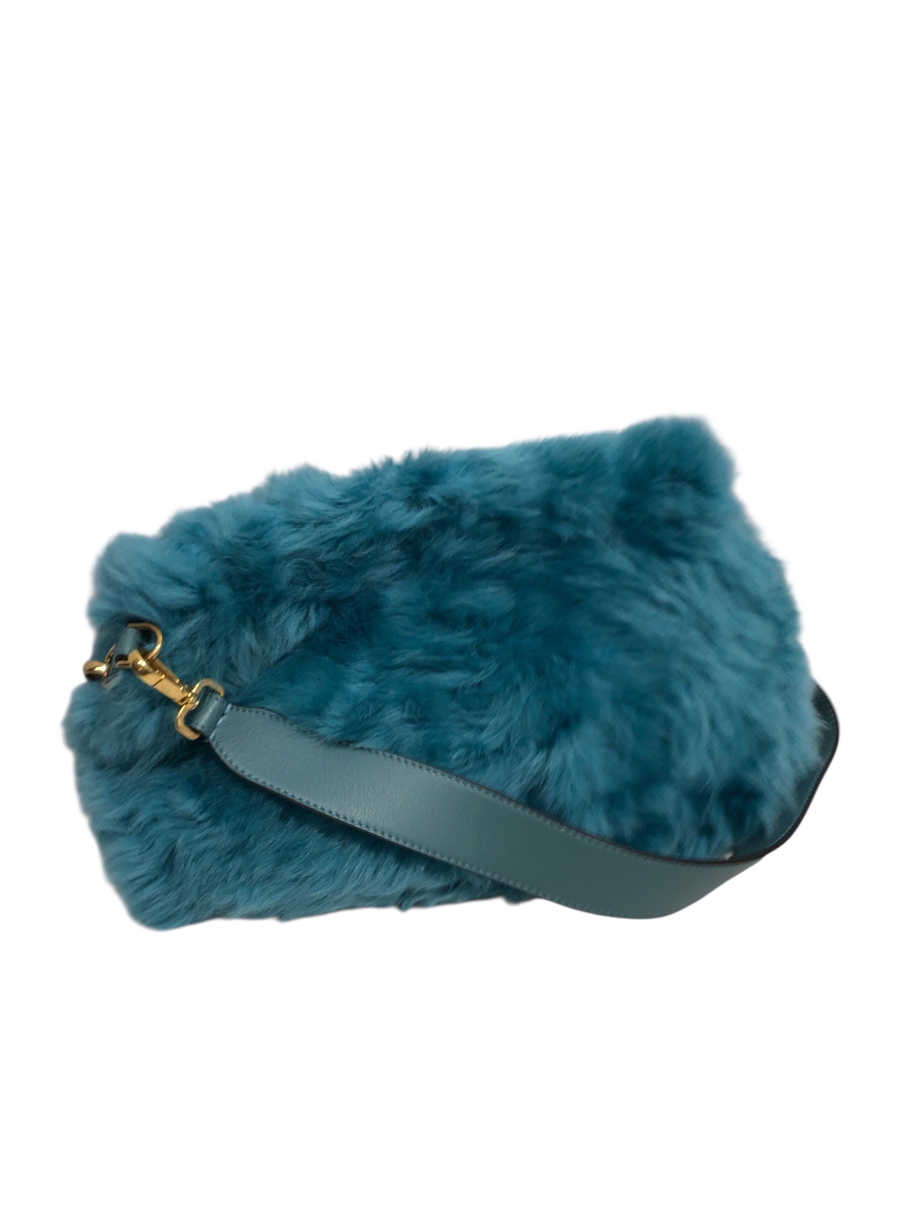 FENDI/Bag/BLU/furry teal bag view 2