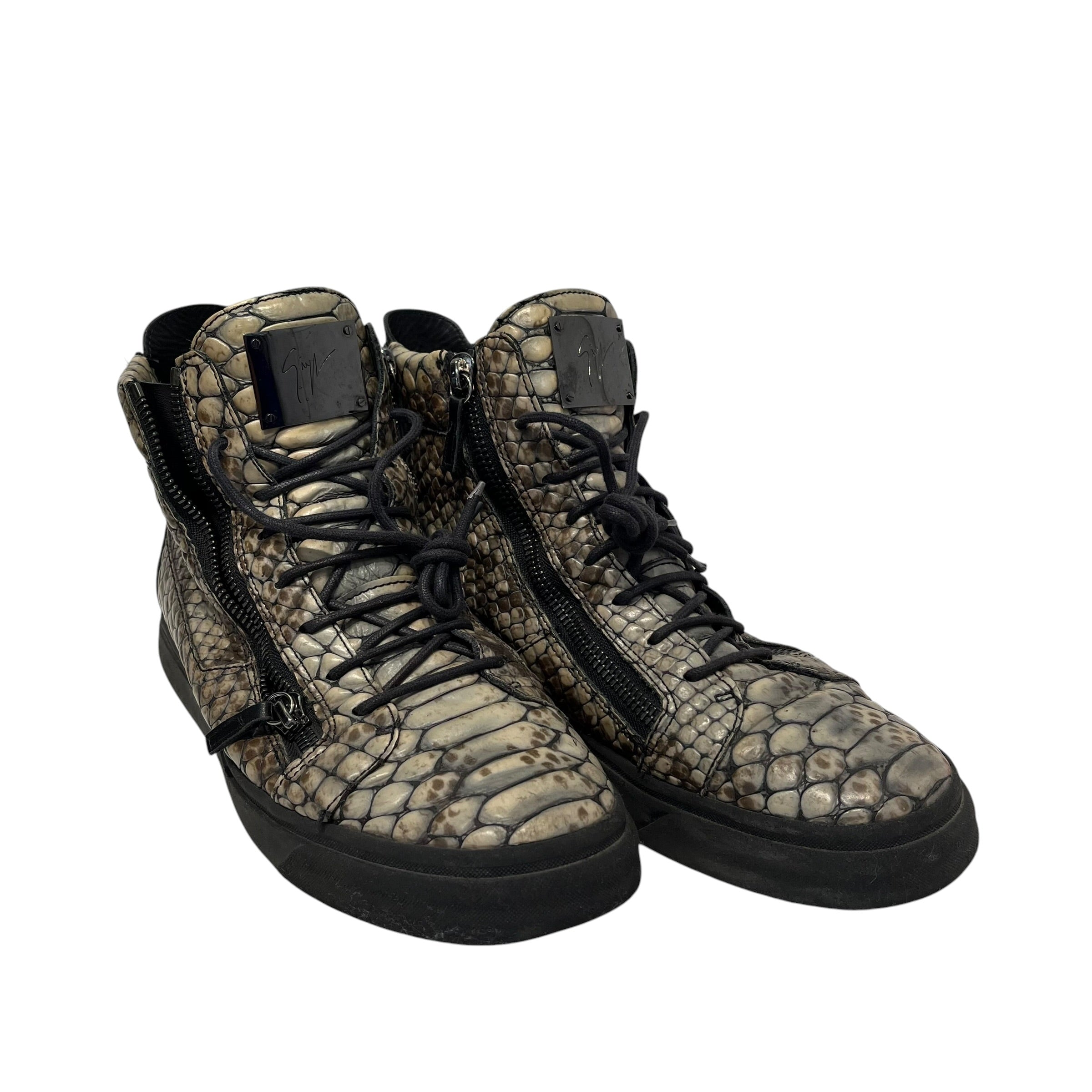 Giuseppe Zanotti/Hi-Sneakers/Animal Pattern/Leather/BEG/python view 1