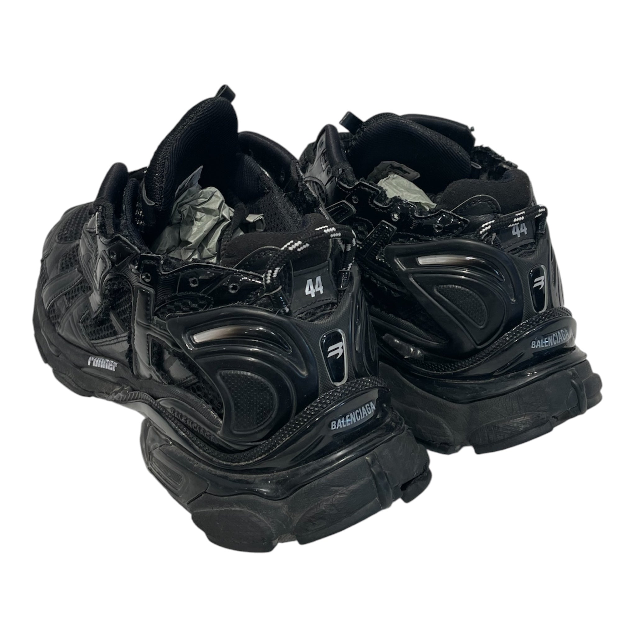 BALENCIAGA/Low-Sneakers/EU 44/Acrylic/BLK/triple black runner view 2