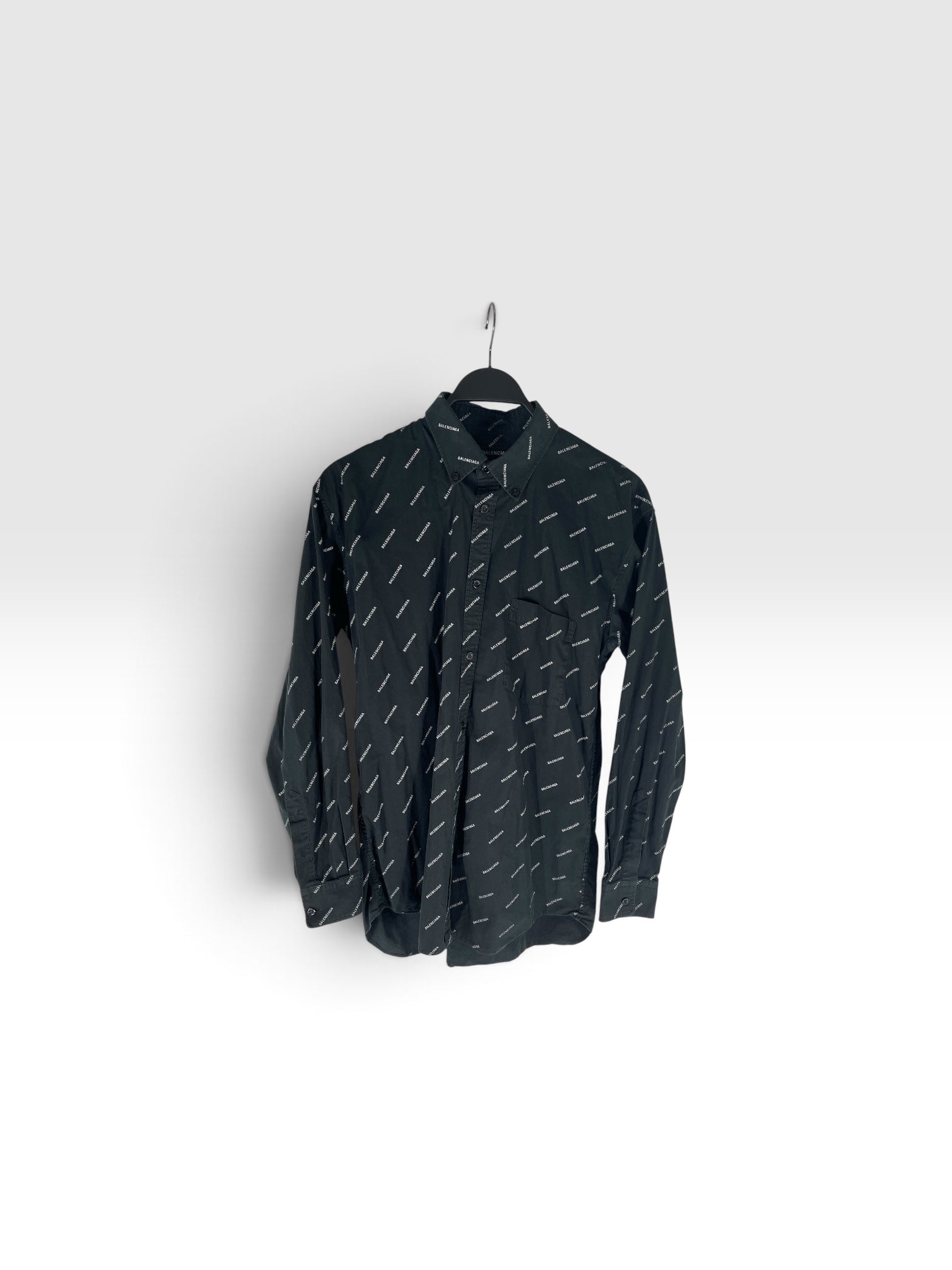 BALENCIAGA/LS Shirt/37/Cotton/BLK/All Over Print/ALL OVER LOGO view 1