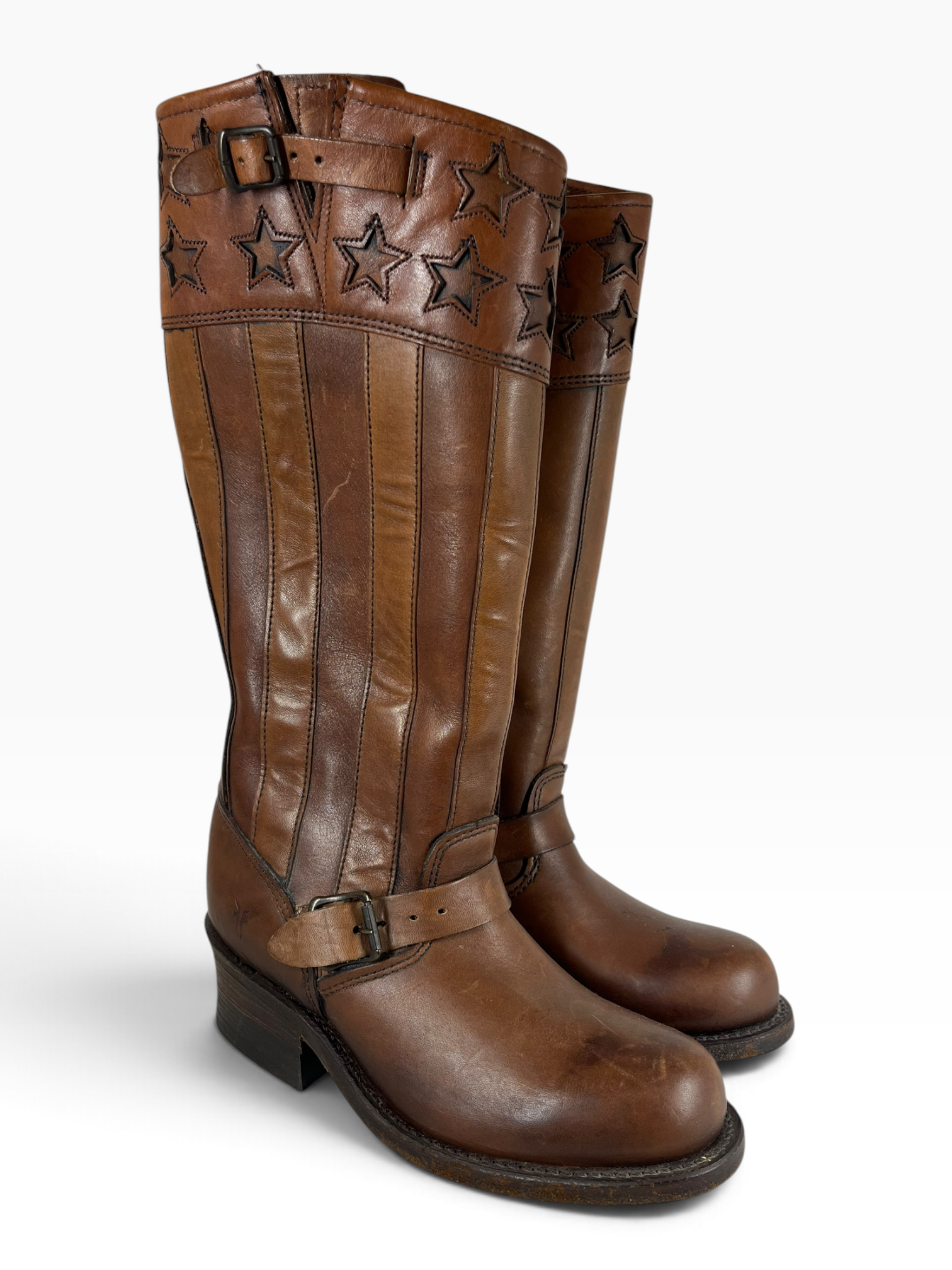 FRYE/Western Boots/US 6/Leather/BRW/STAR ENGINEER BOOTS view 1