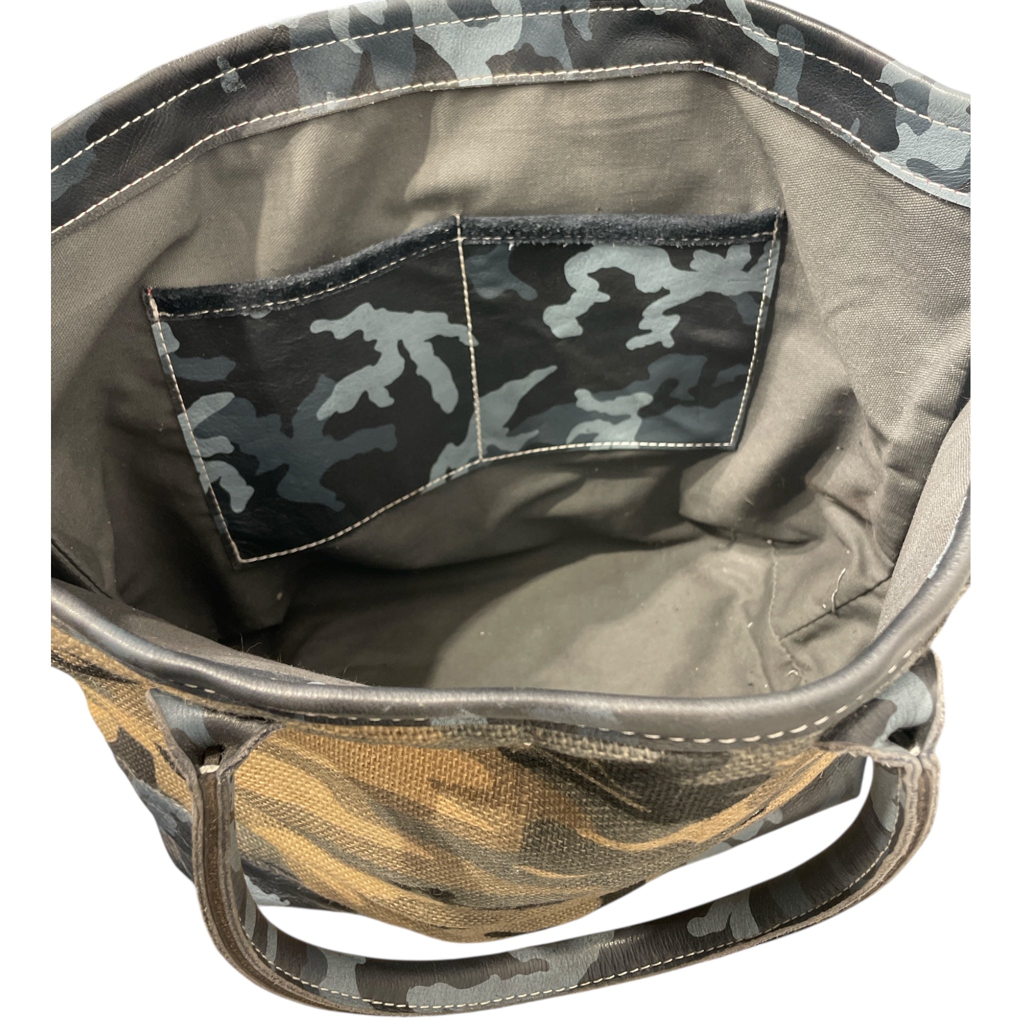 SCISSOR HANDS/Tote Bag/L/Camouflage/Leather/CML/BLUE CAMO TOP BOTTOM/ view 3
