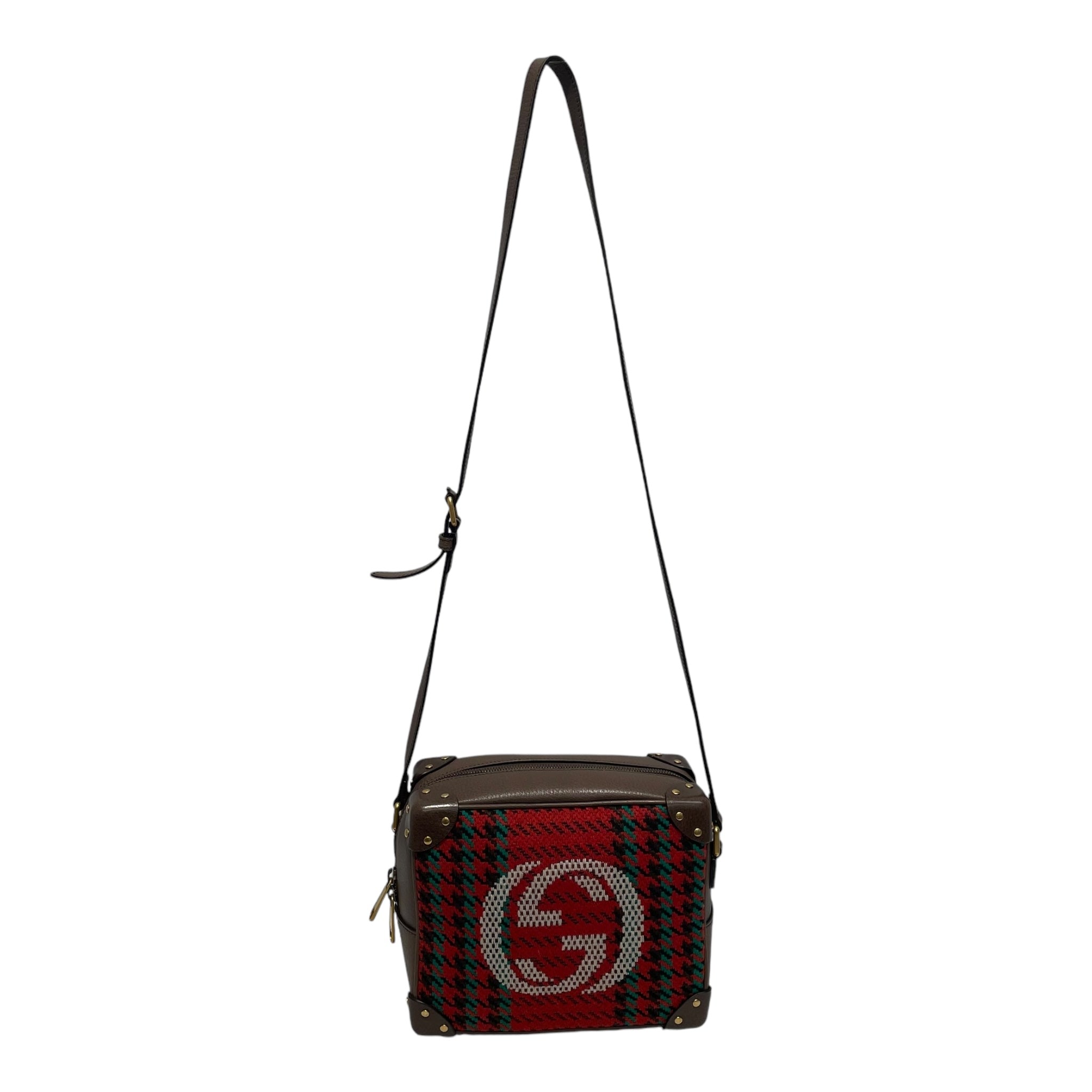 GUCCI/Tote Bag/Houndstooth Check/Wool/RED/Soft Trunk view 1