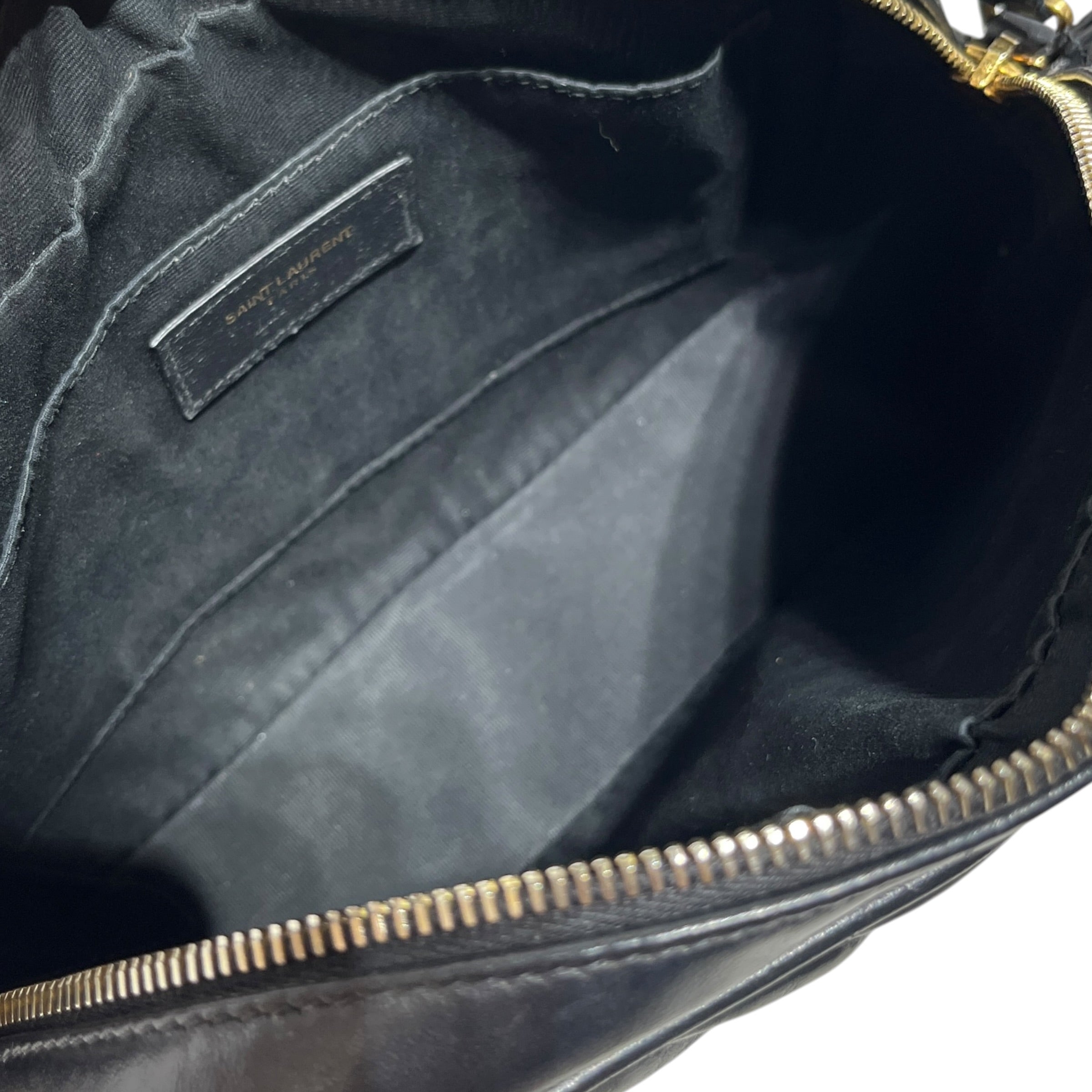 YVES SAINT LAURENT/Cross Body Bag/Leather/BLK/chevron camera bag view 4