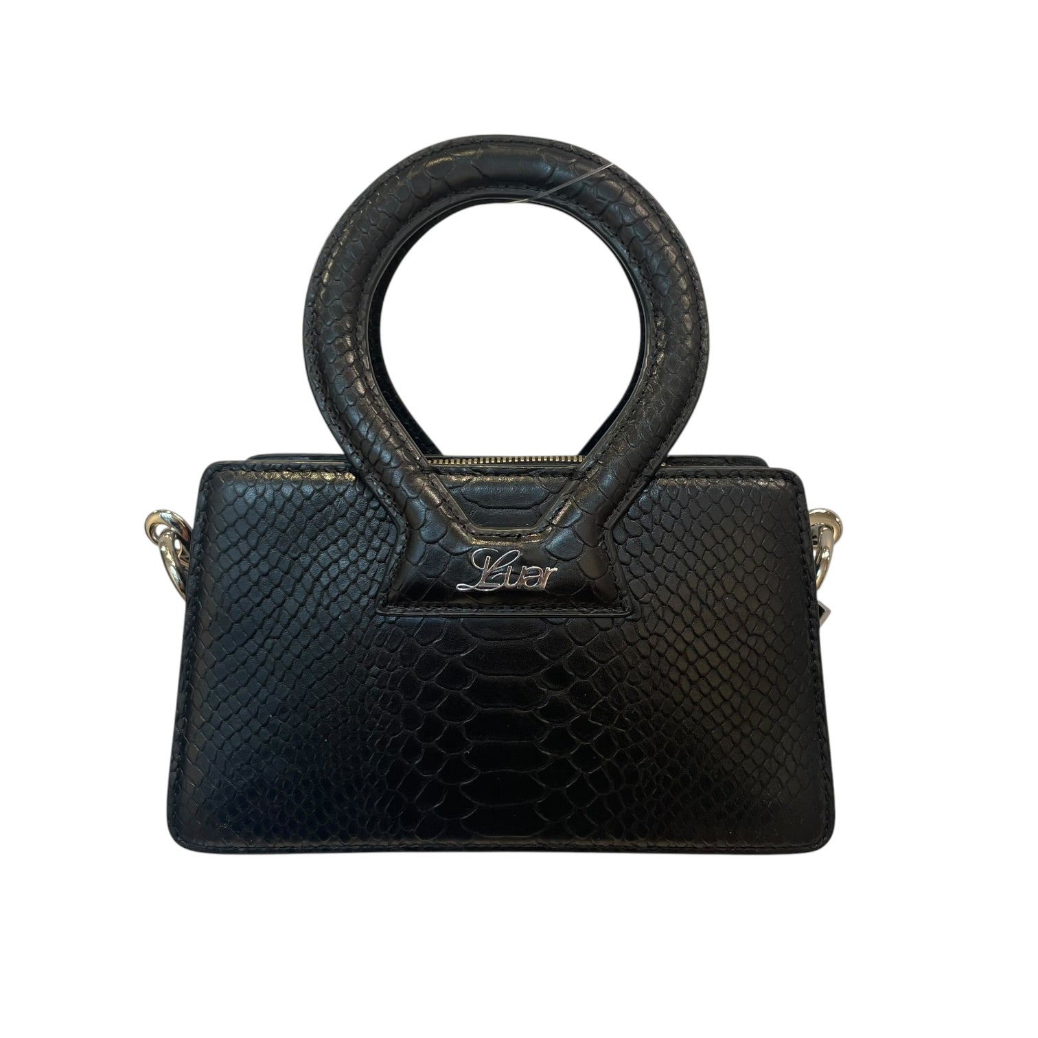 luar/Hand Bag/Leather/BLK/snakeskin/sil hard/round handl view 1