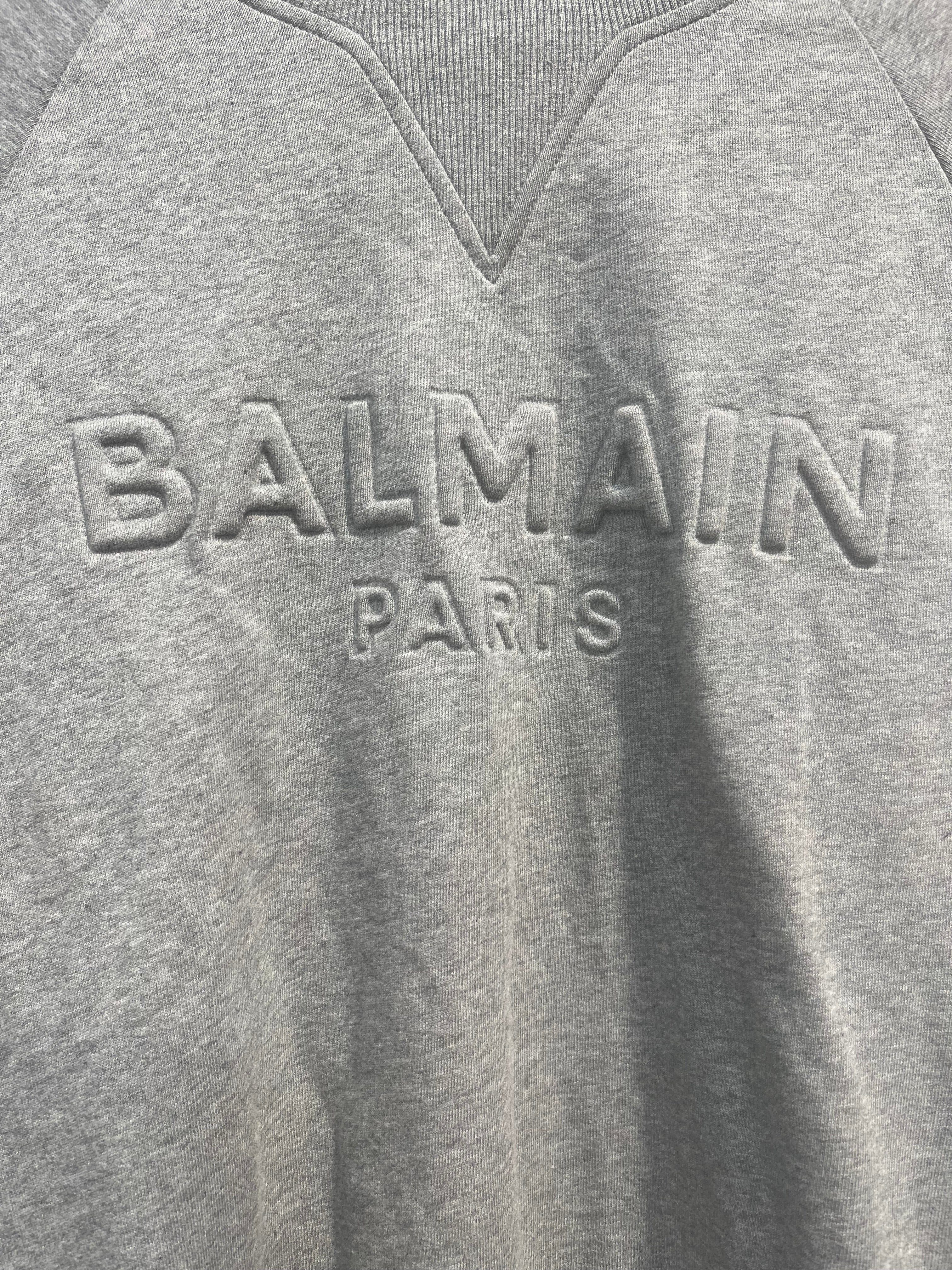 BALMAIN/Sweatshirt/M/Cotton/GRY/GRAY EMBOSSED LOGO SWEATSHIRT view 5