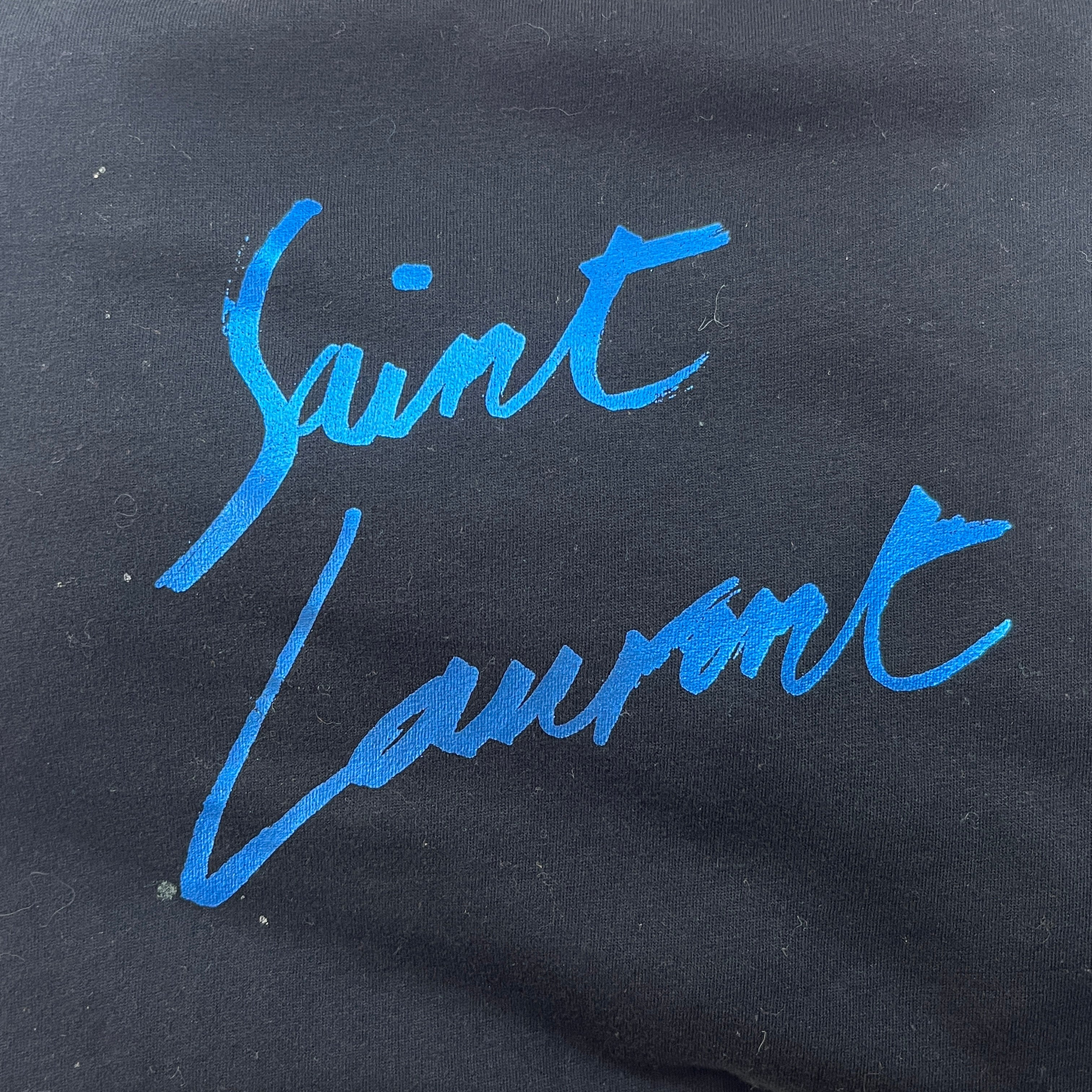 SAINT LAURENT/T-Shirt/L/Cotton/BLK/blue logo view 3