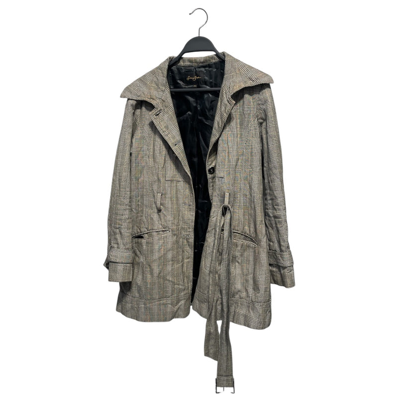 SEAN JOHN/Tailored Jkt/M/Plaid/Cotton/BRW/PLAID TRENCH/SLVR BTTN