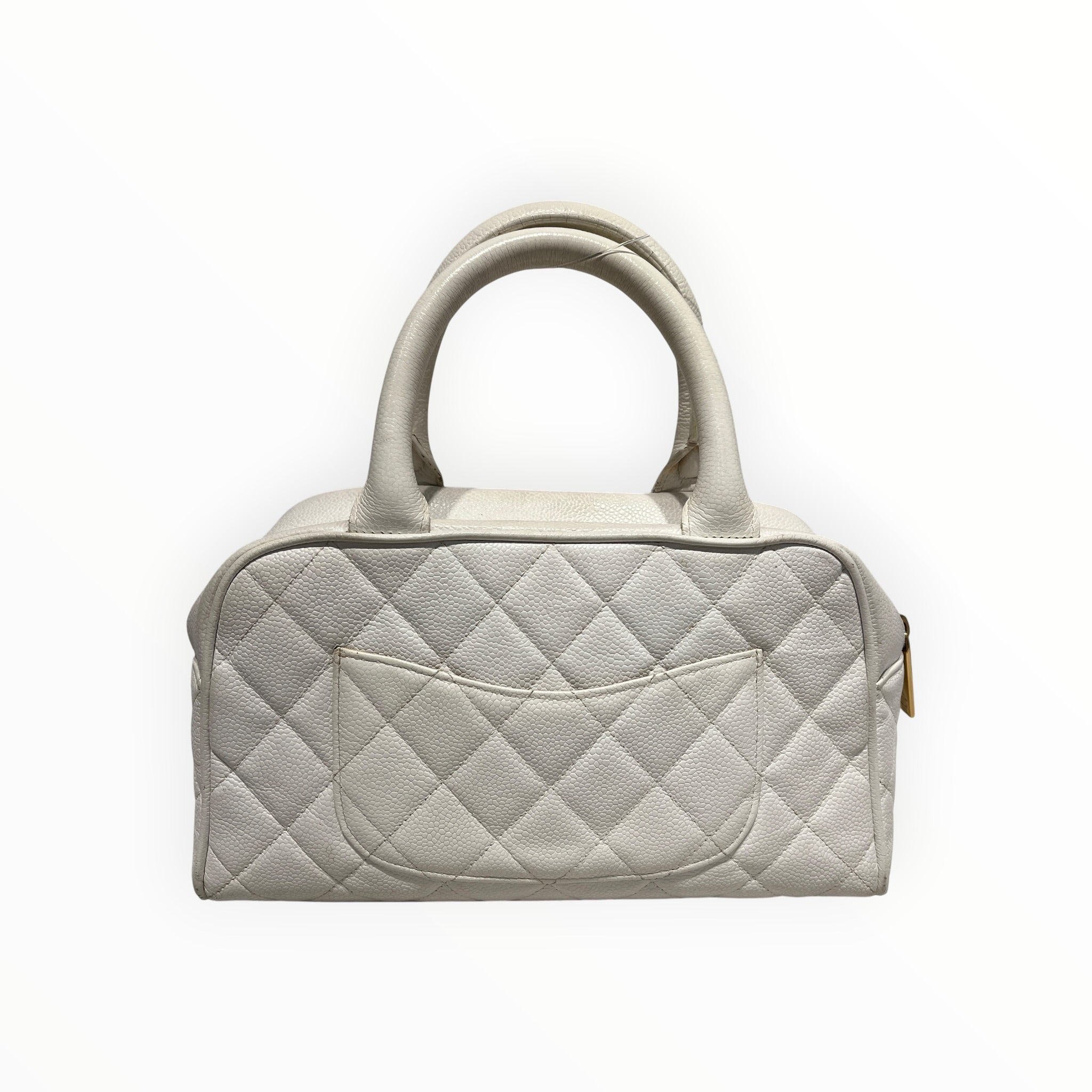 CHANEL/Hand Bag/Leather/WHT/Timeless Quilted Bowler Bag view 2