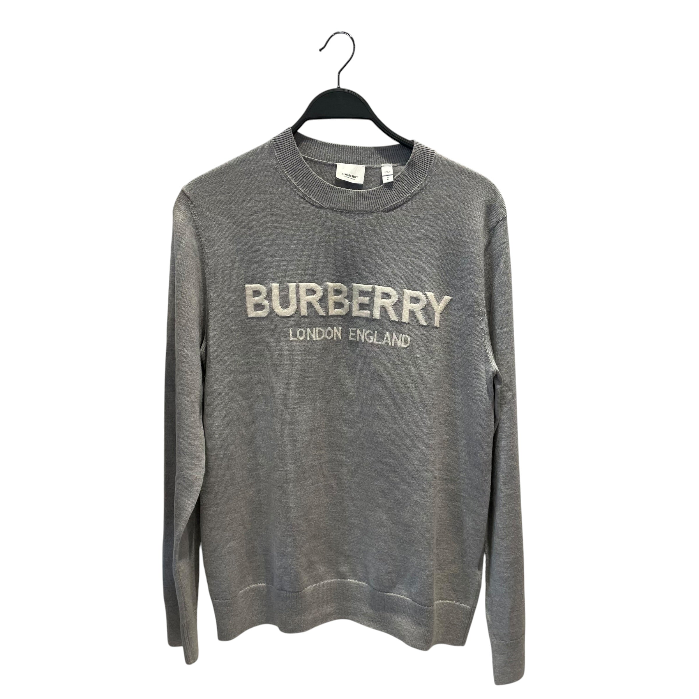BURBERRY/Sweater/S/Wool/GRY/burberry logo intarsia wool view 1