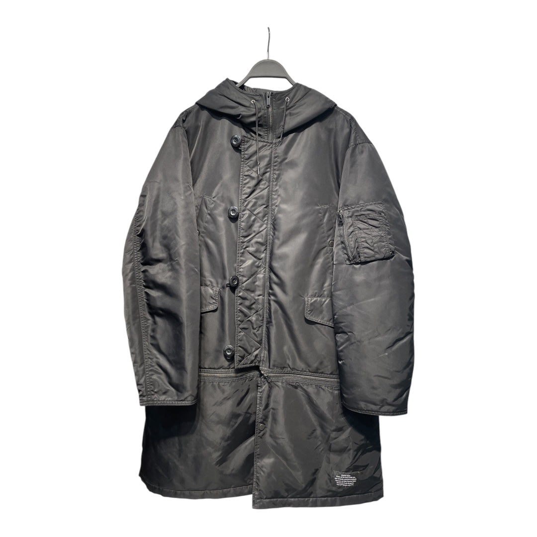 UNDERCOVER/Trench Coat/L/Acrylic/BLK/Zip off bottom view 1