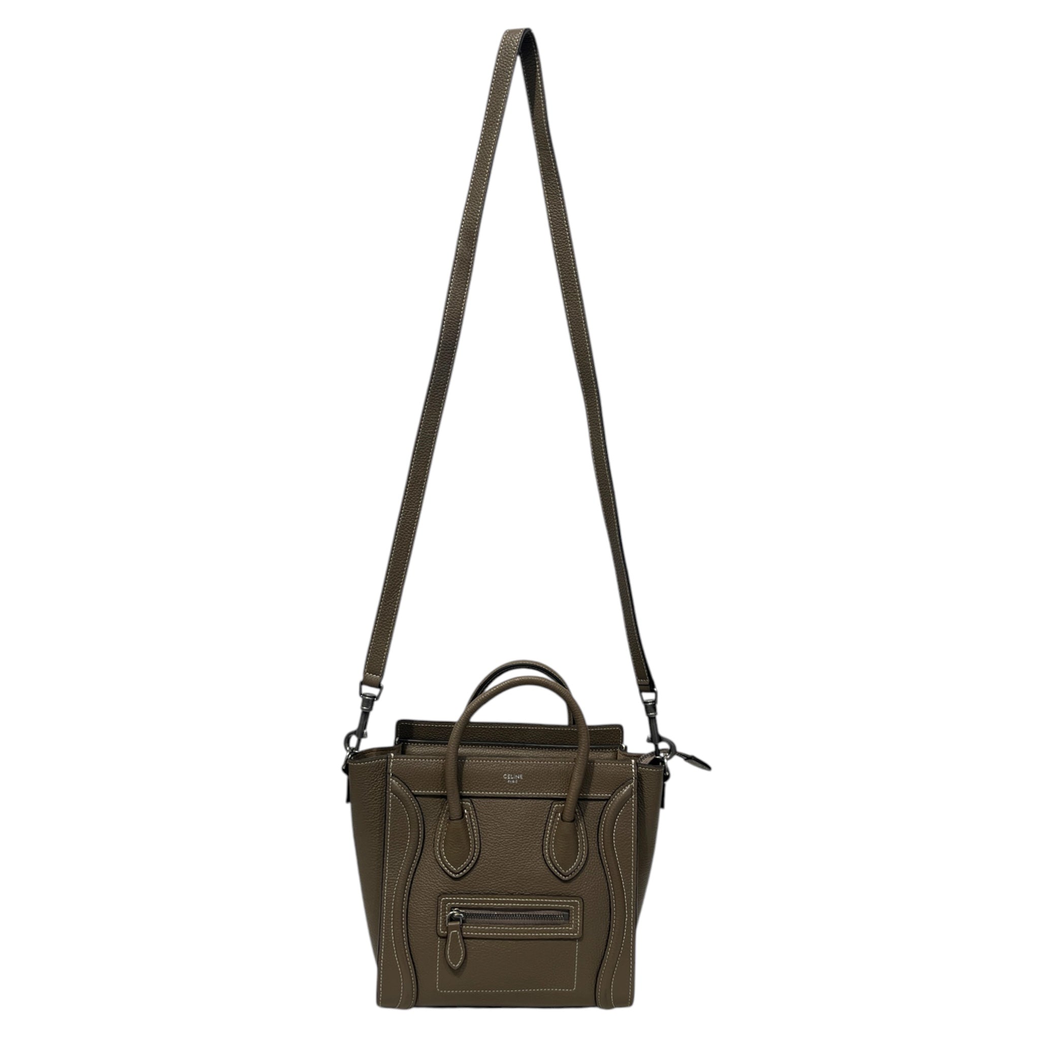 CELINE/Cross Body Bag/Leather/GRY/NANO LUGGAGE BAG view 7
