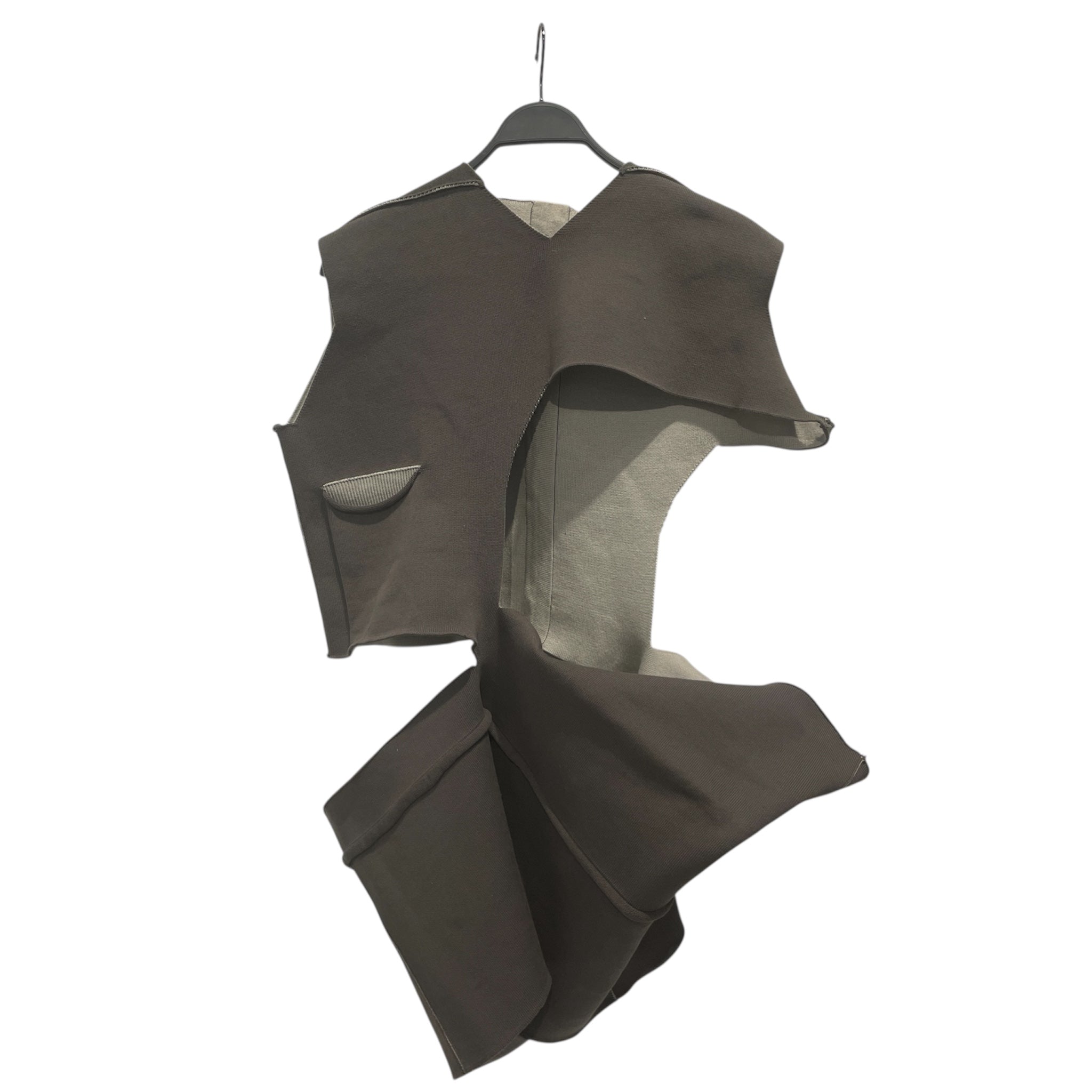 Rick Owens/Tops/OS/Border/Cashmere/KHK/FW18 Sisyphus Shred Top view 1