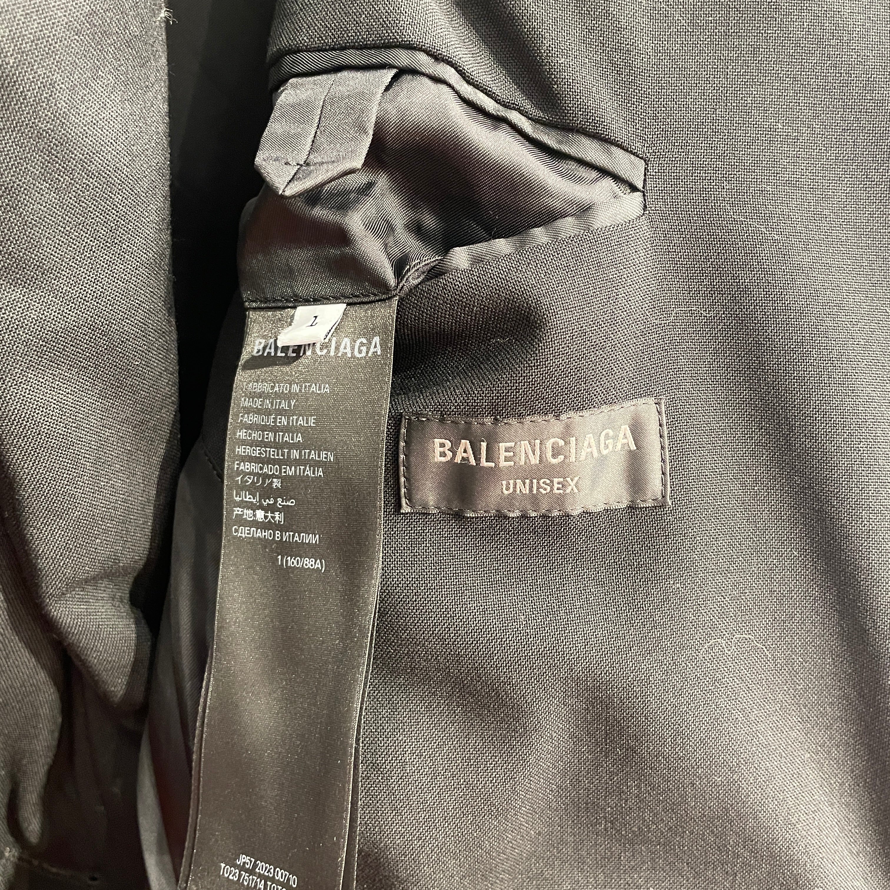 BALENCIAGA/Jacket/1/Wool/BLK/AW2024 PADDED SHOULDER BLAZER view 3