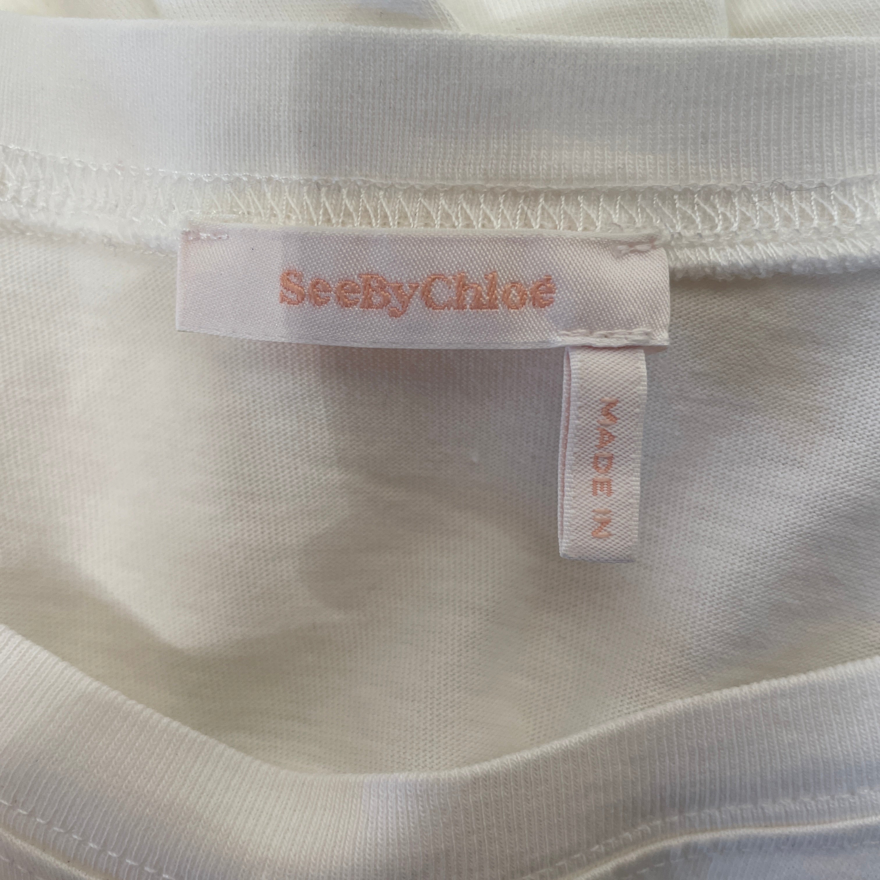 SEE BY CHLOE/T-Shirt/S/Cotton/WHT/LACE SLEEVES view 3
