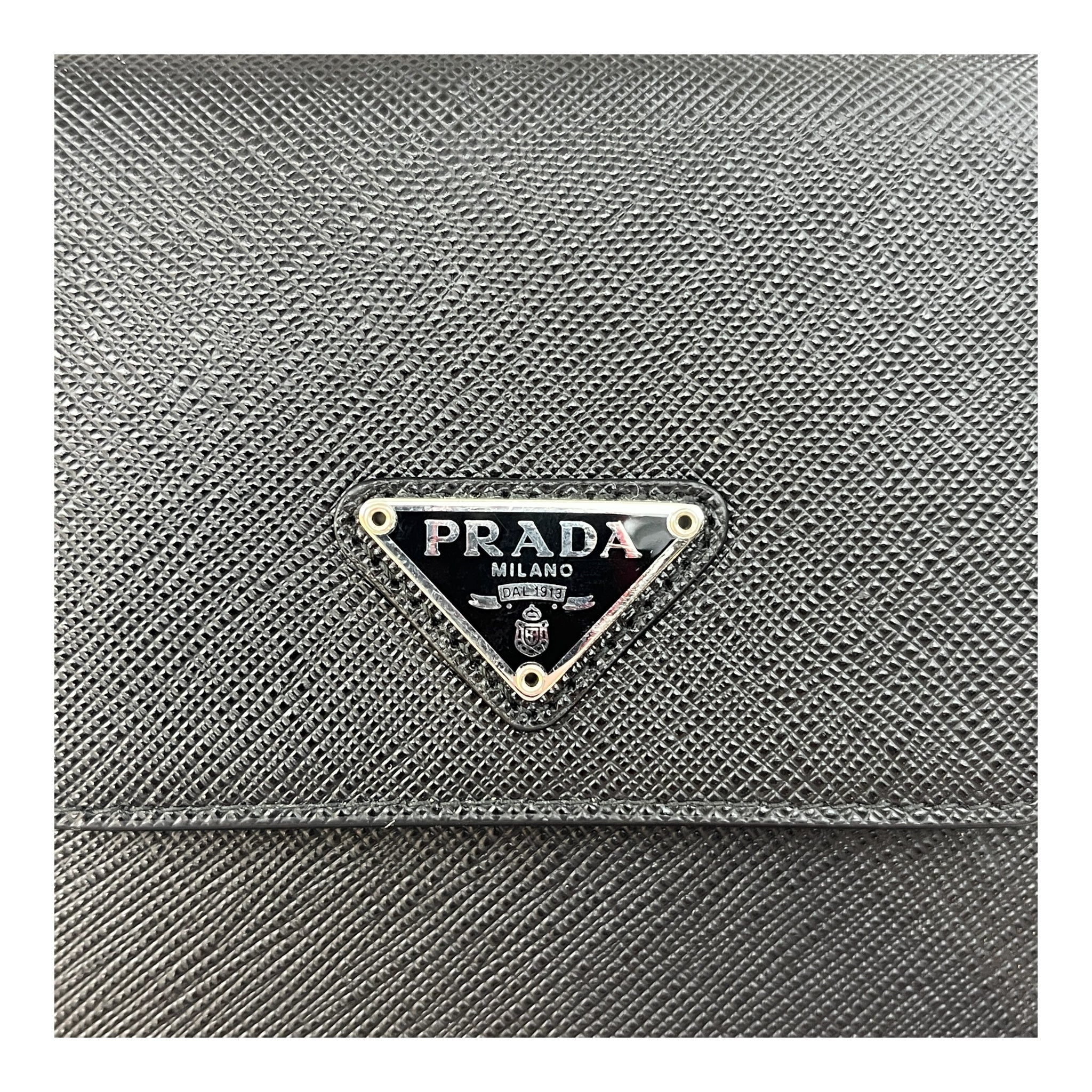 PRADA/Cross Body Bag/Leather/BLK/Saffiano Phone Holder/ Wallet view 5