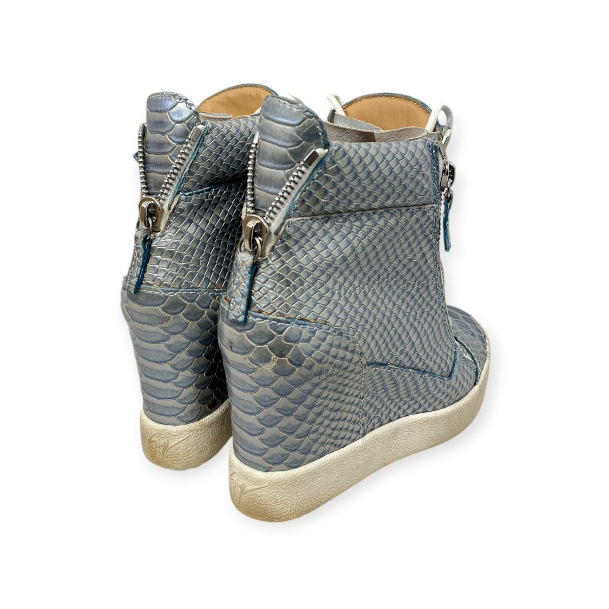 Giuseppe Zanotti/Heels/EU 36.5/Leather/BLU/PYTHON WEDGE SNEAKER ZIPPER view 5