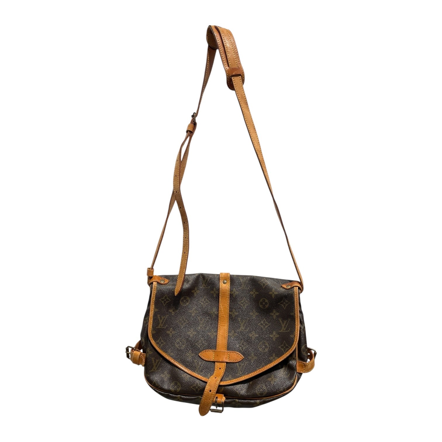 LOUIS VUITTON/Cross Body Bag/Monogram/Leather/BRW/Saumur 874 As is view 2