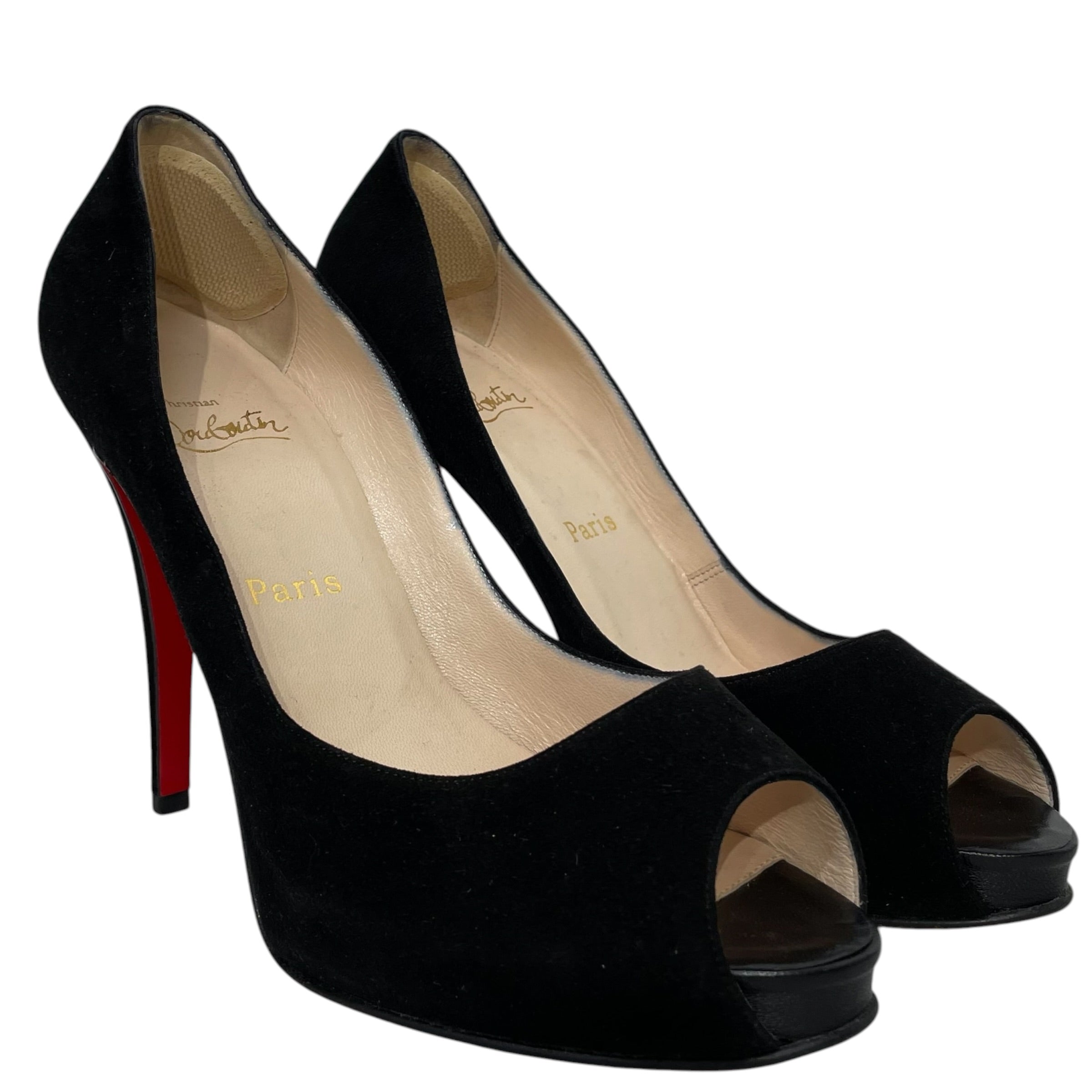 Christian Louboutin/Heels/US 8/Suede/BLK/CHRISTIAN LOUBOUTIN SUEDE HEEL view 1