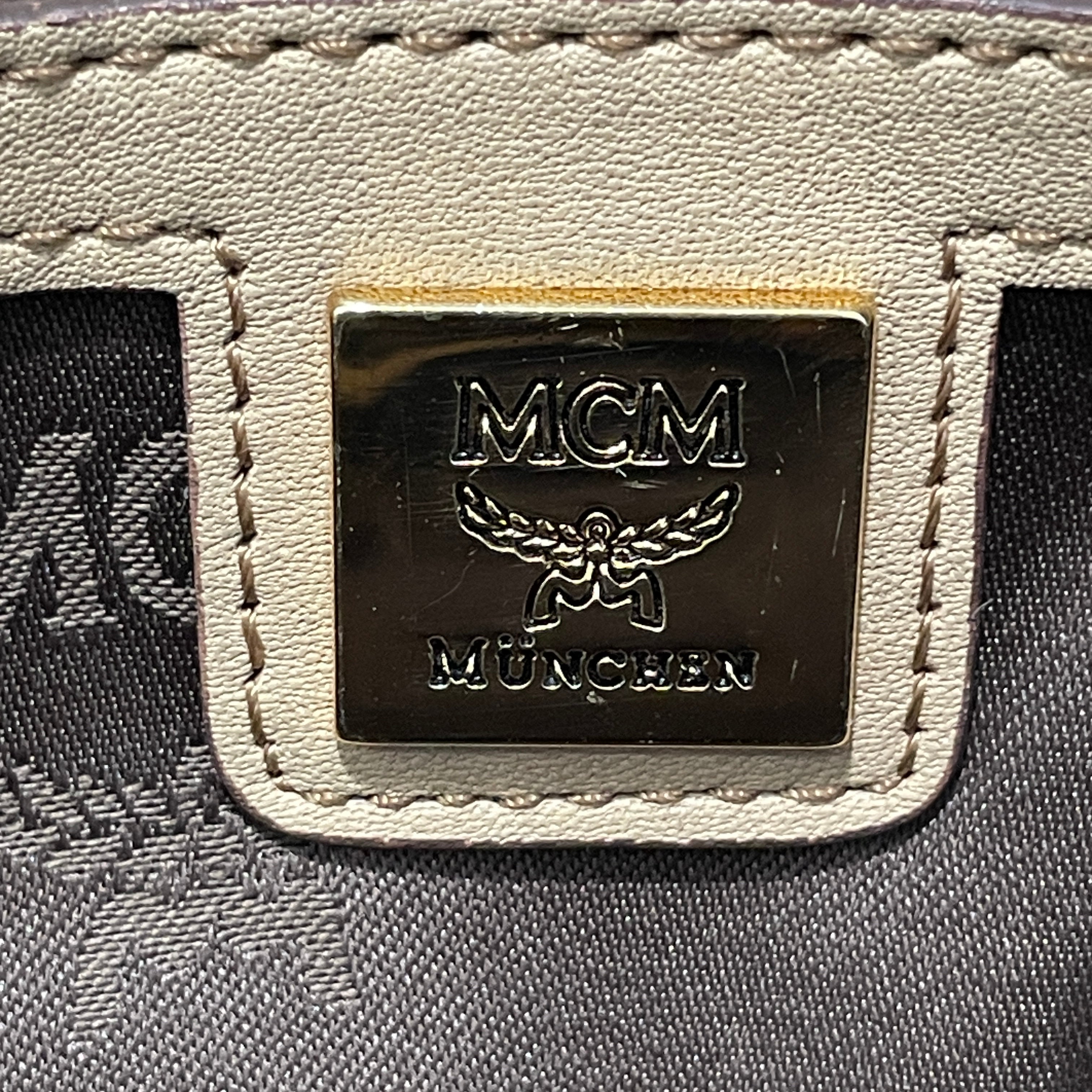 MCM/Clutch Bag/Leather/BRW/Leather handle bag monogram view 6